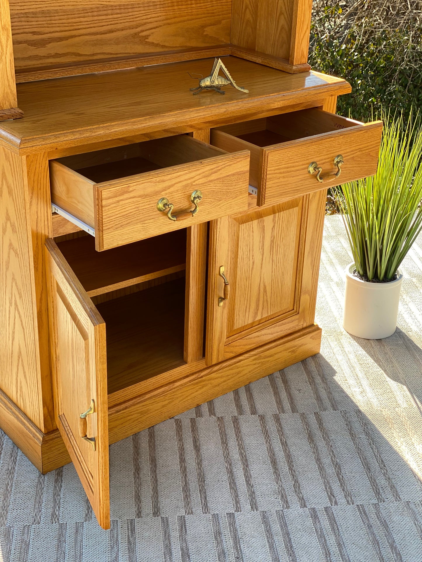 Lighted 2 Piece Wooden Hutch Cabinet
