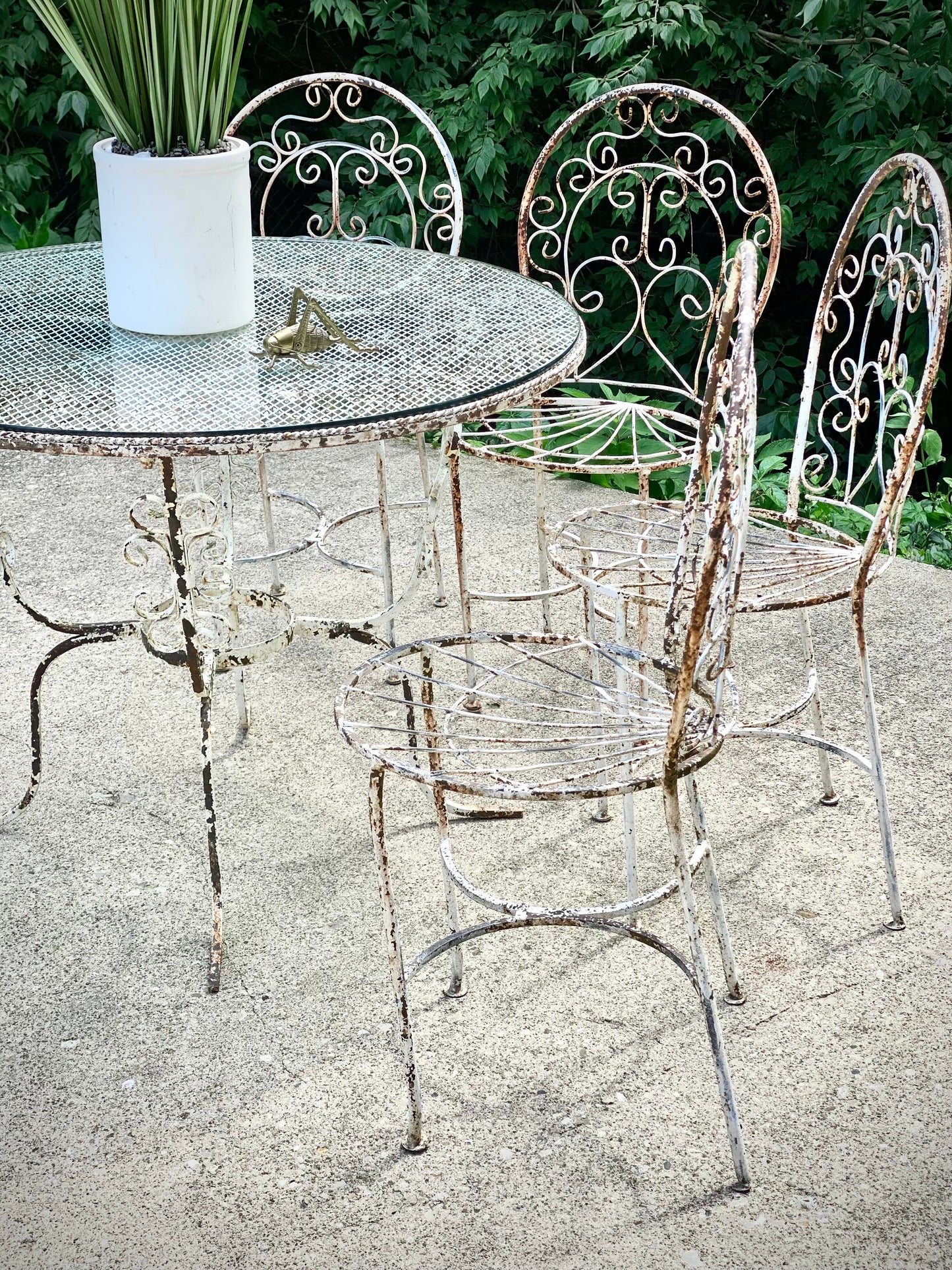 Vintage Rustic Wrought Iron Patio Set