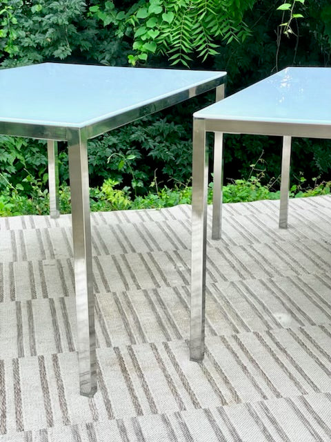 Glass & Chrome Dining Tables - 2 Available