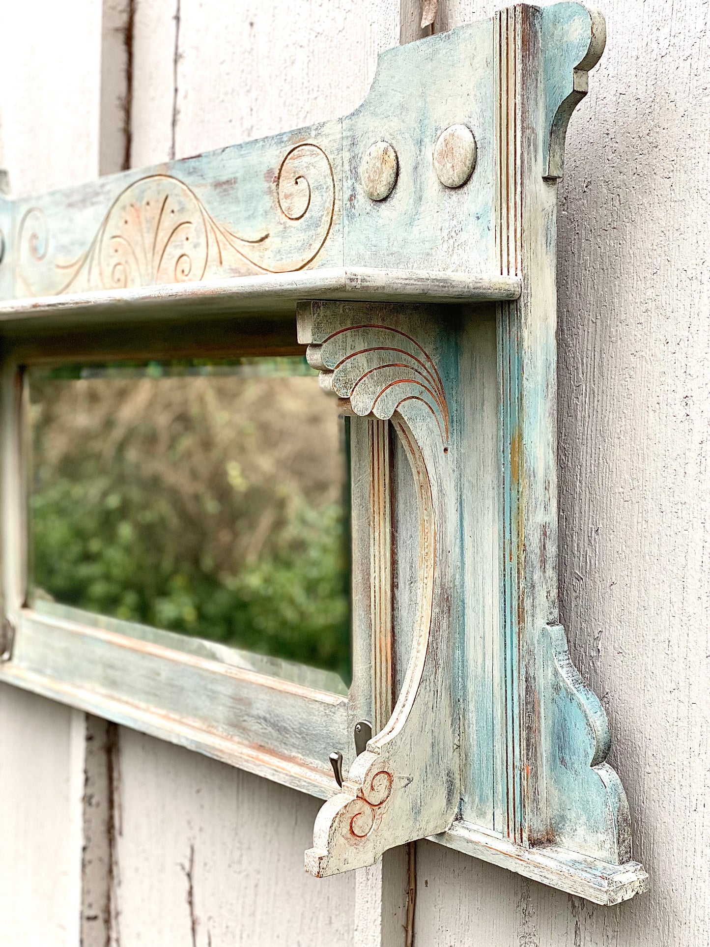 Vintage Painted Wooden Hanging Mirror