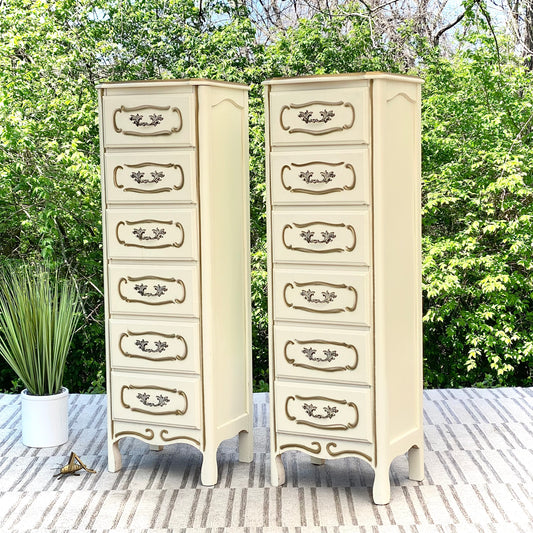 Vintage Pair of French Provincial Tall Drawers