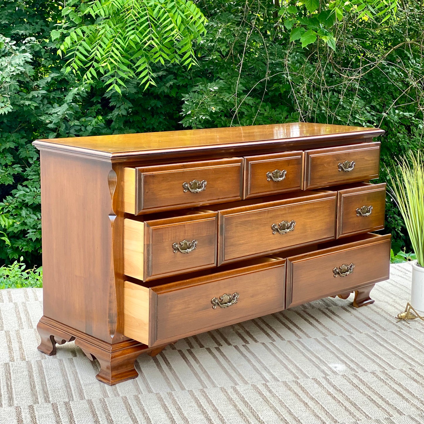 Vintage Wooden Lowboy 8 Drawer Dresser