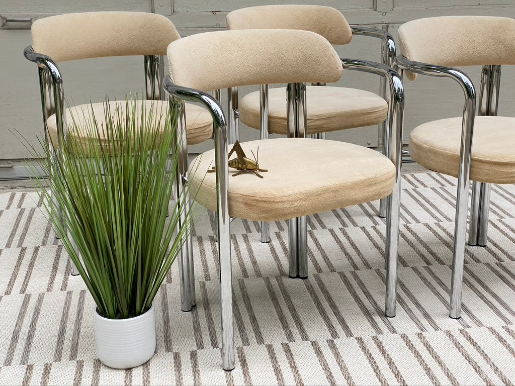 Retro Chrome Tubular Set of 4 Chairs