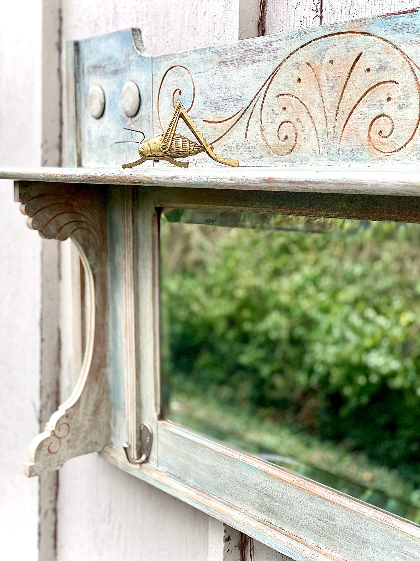 Vintage Painted Wooden Hanging Mirror