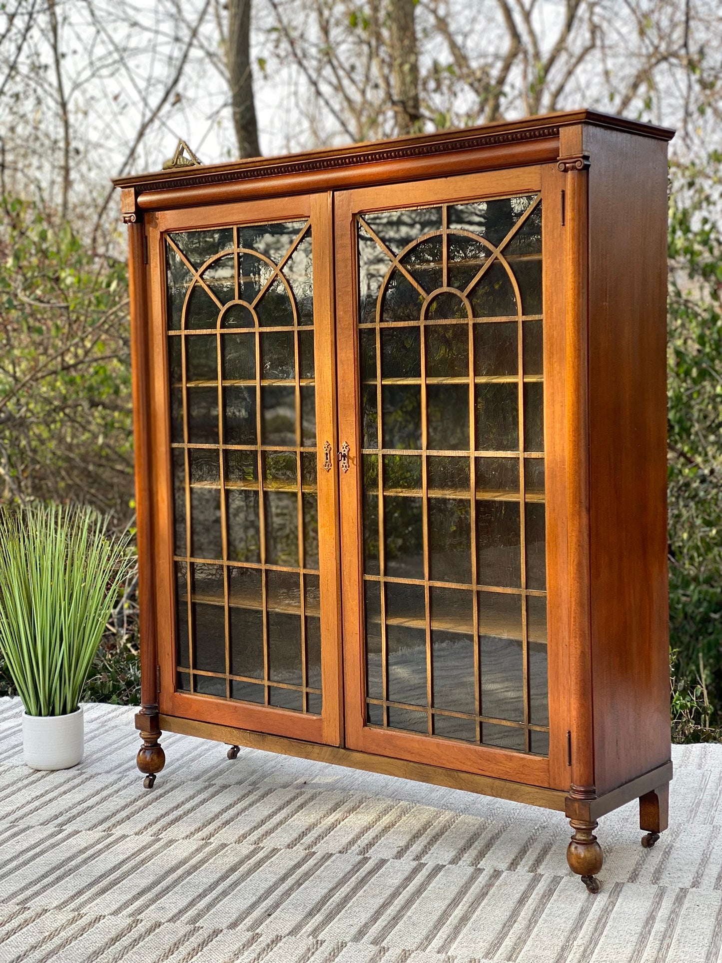 Vintage Wooden Display Glass Bookcase