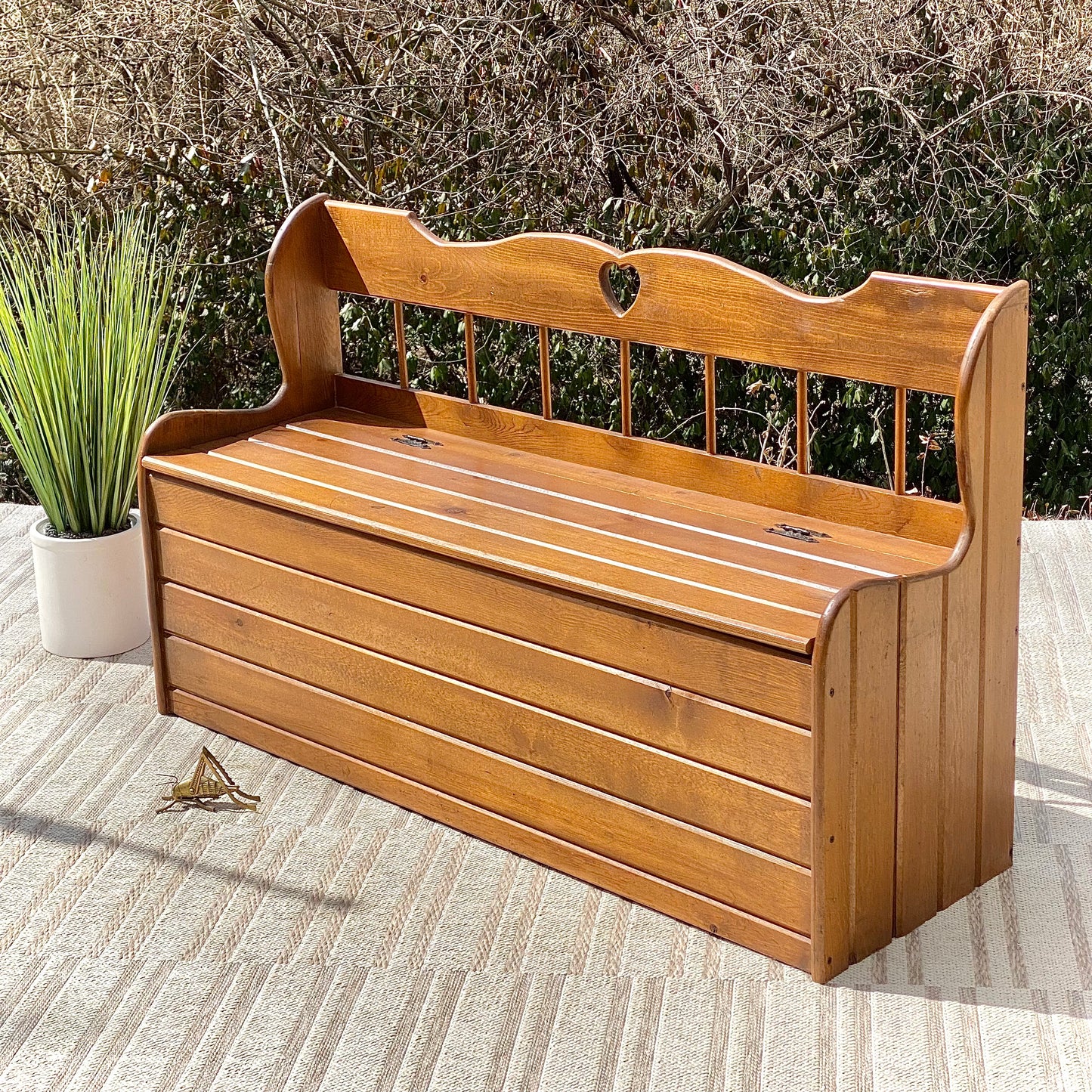 Vintage Pine Storage Bench Toy Chest
