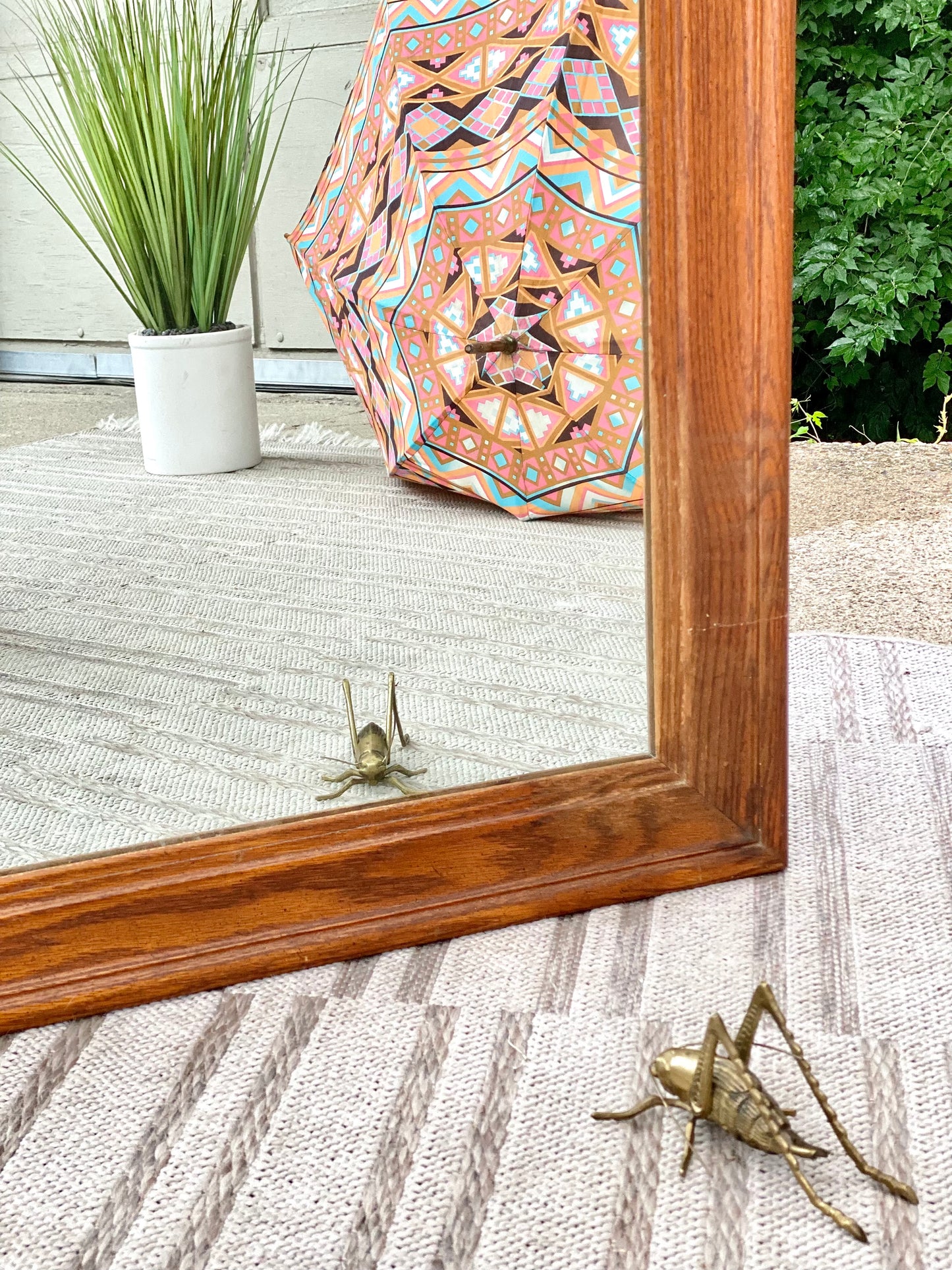 Large Wooden Rectangle Framed Mirror