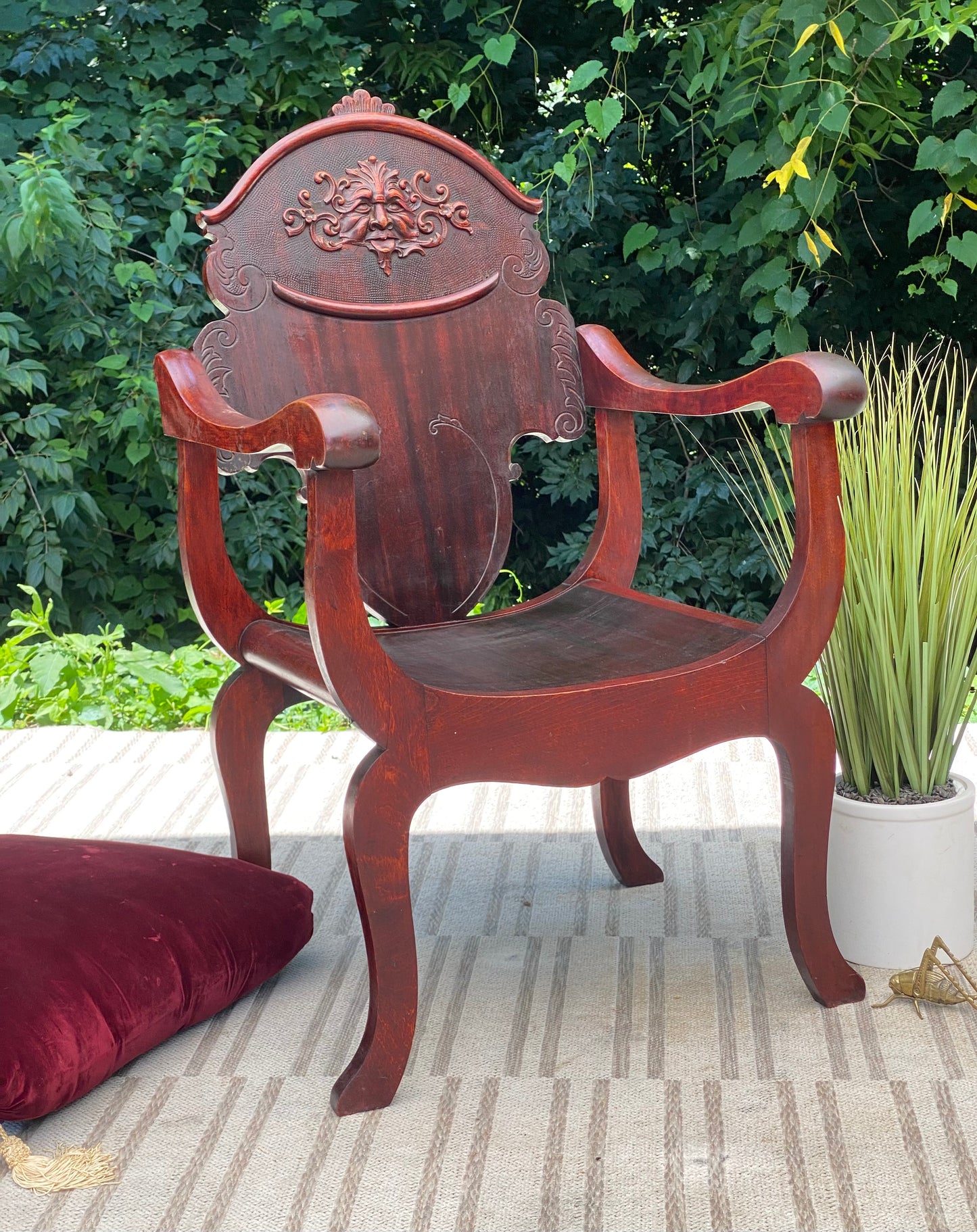 Vintage August Hausske North Wind Chicago Carved Bacchus Chair