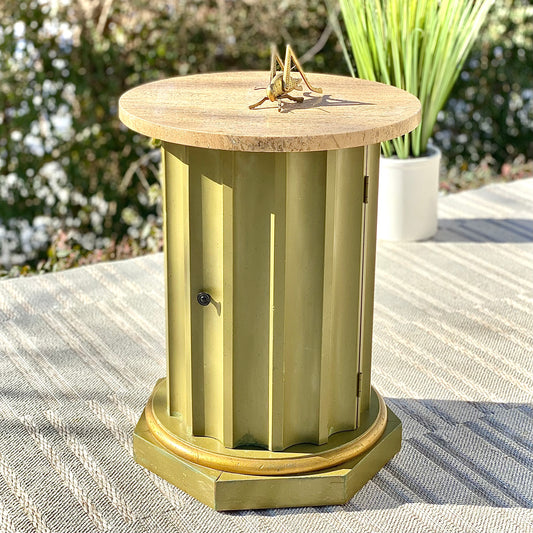 Vintage MCM Marble Top Round Side Table