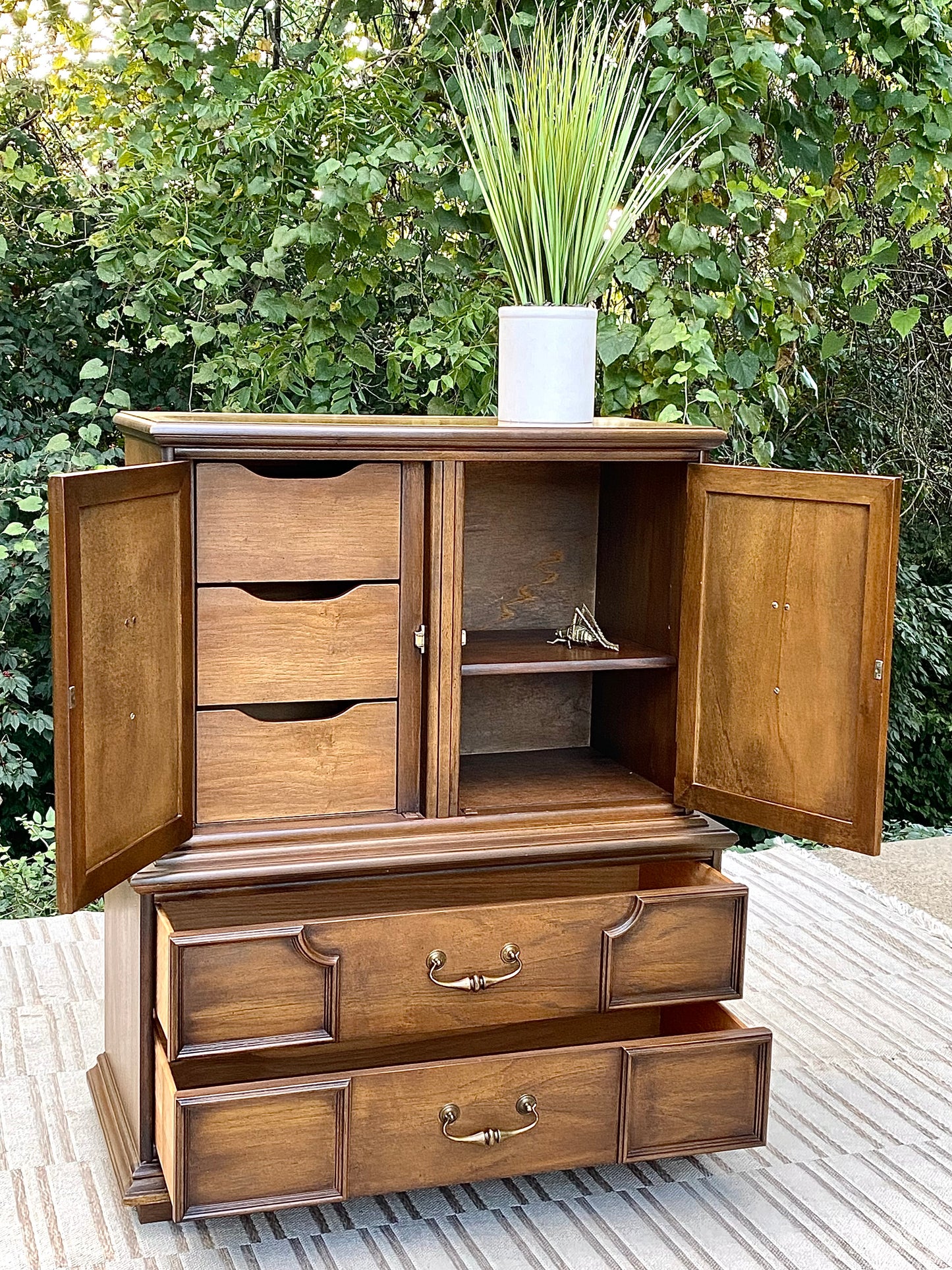 Vintage Stanley Wooden Highboy Dresser