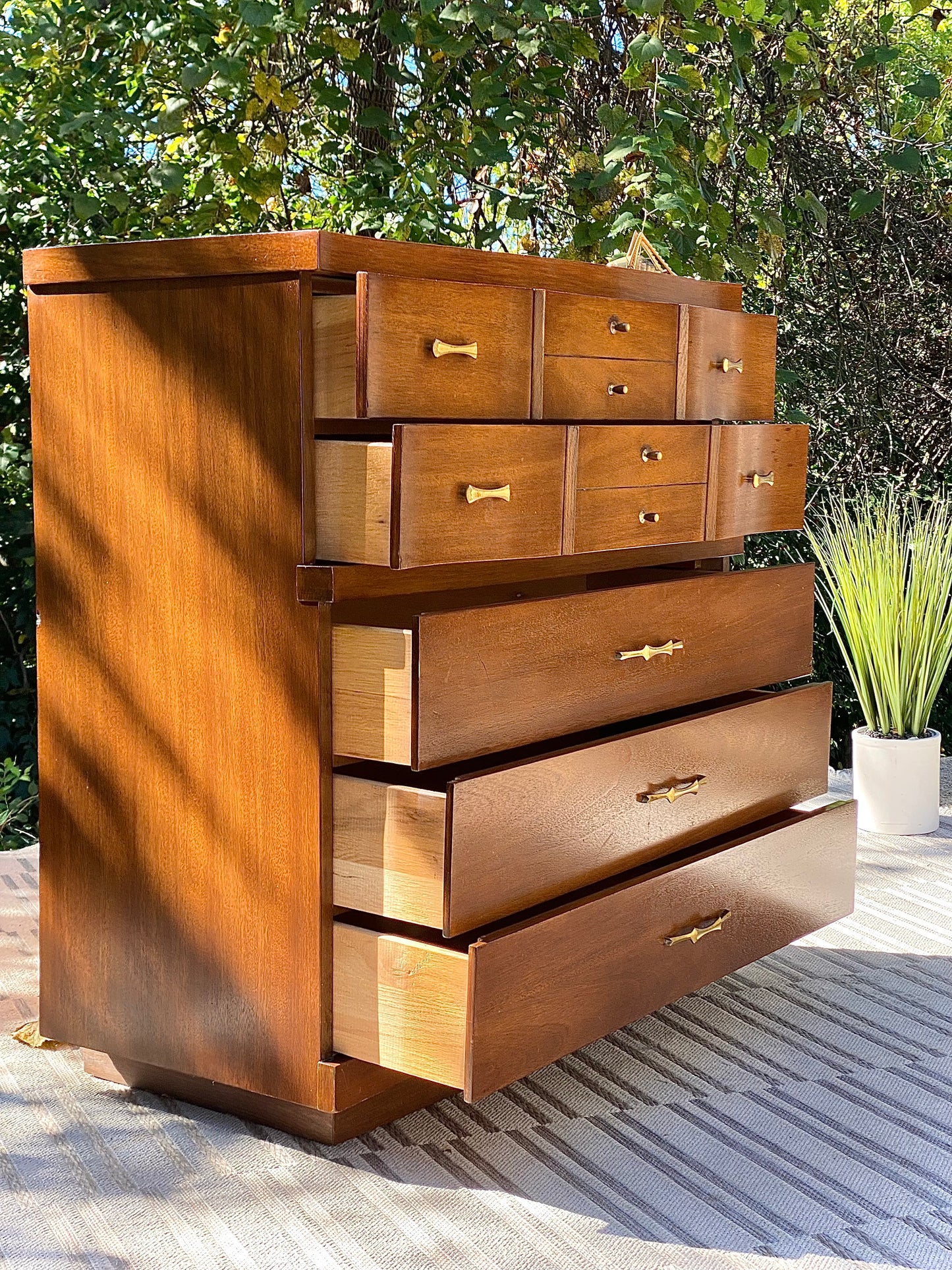 Vintage MCM 5 Drawer Highboy Dresser