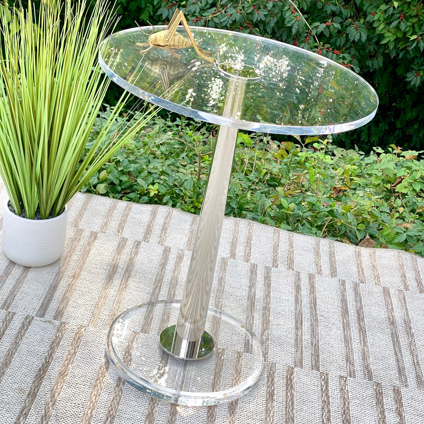 Nice Modern Lucite Chrome Side Table