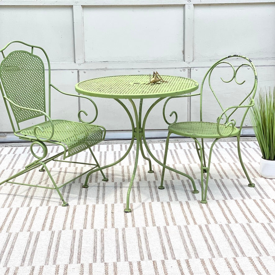 Vintage 3 Piece Green Metal Patio Set