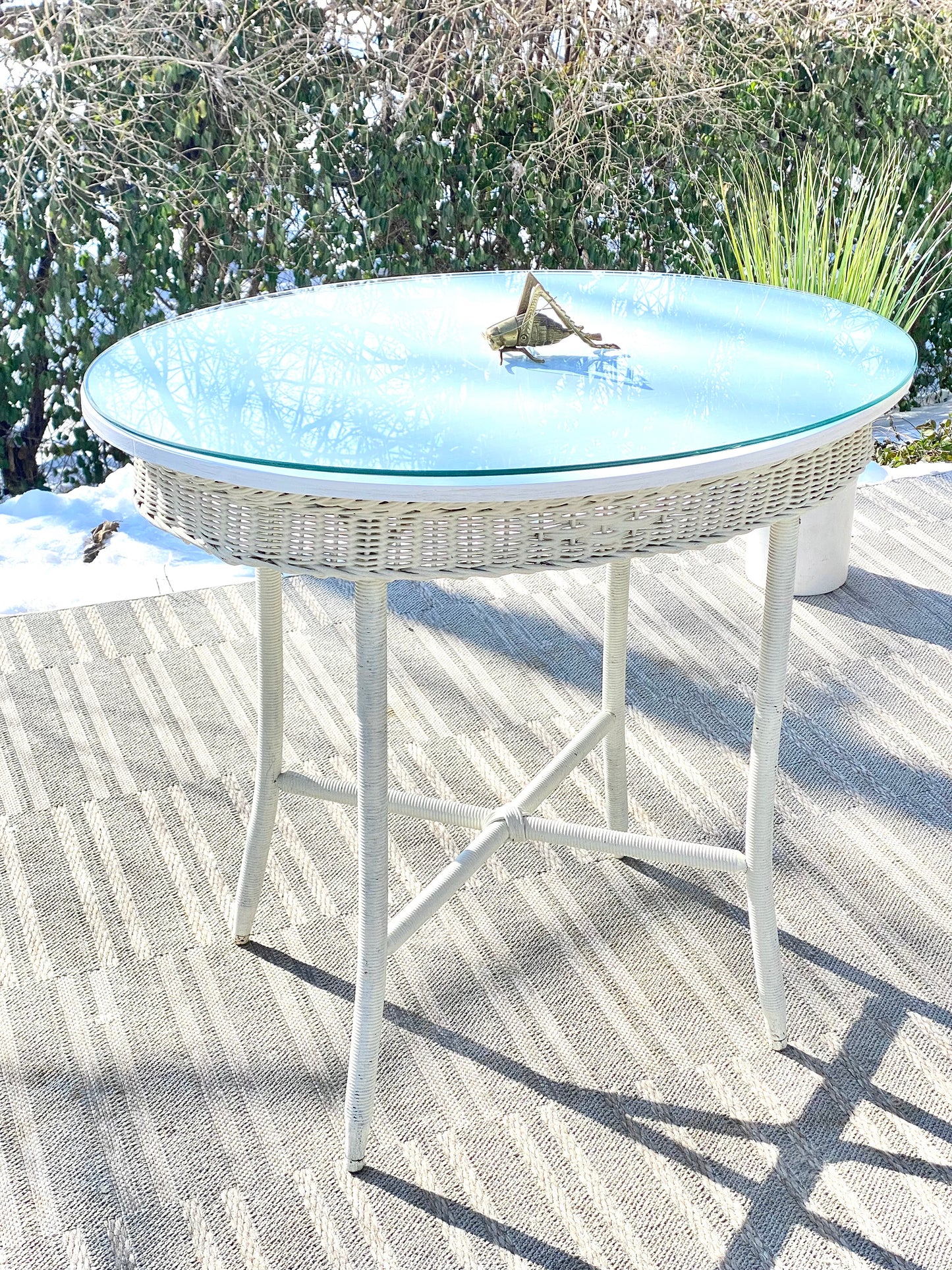 Nice Vintage Wicker Oval Table