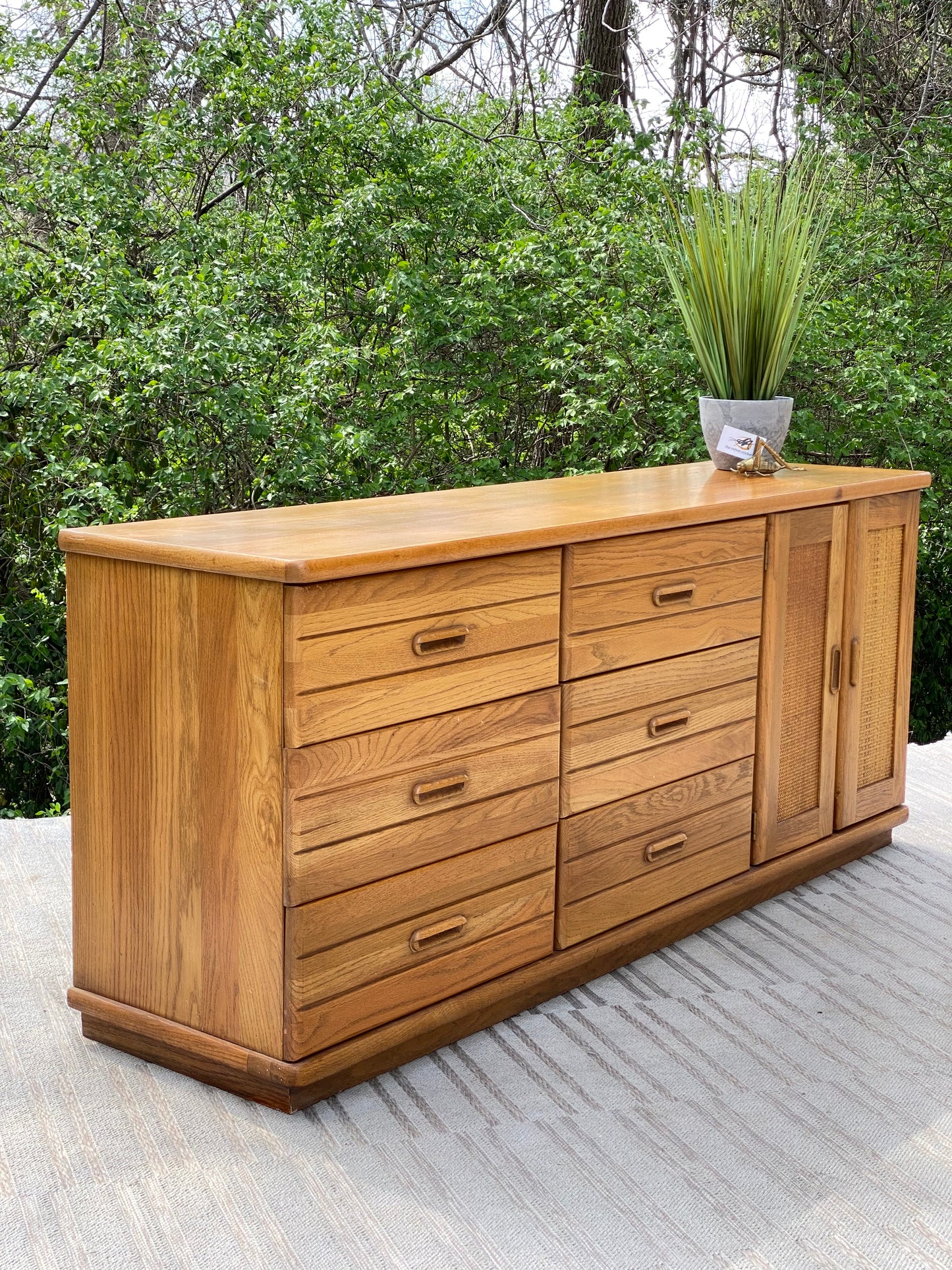 Vintage Wooden Broyhill 9 Drawer Lowboy Dresser