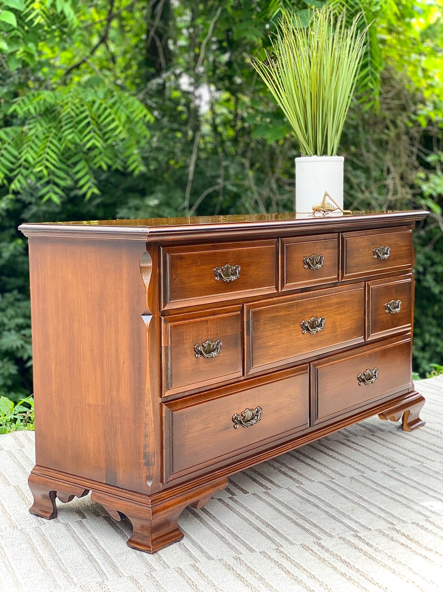 Vintage Wooden Lowboy 8 Drawer Dresser
