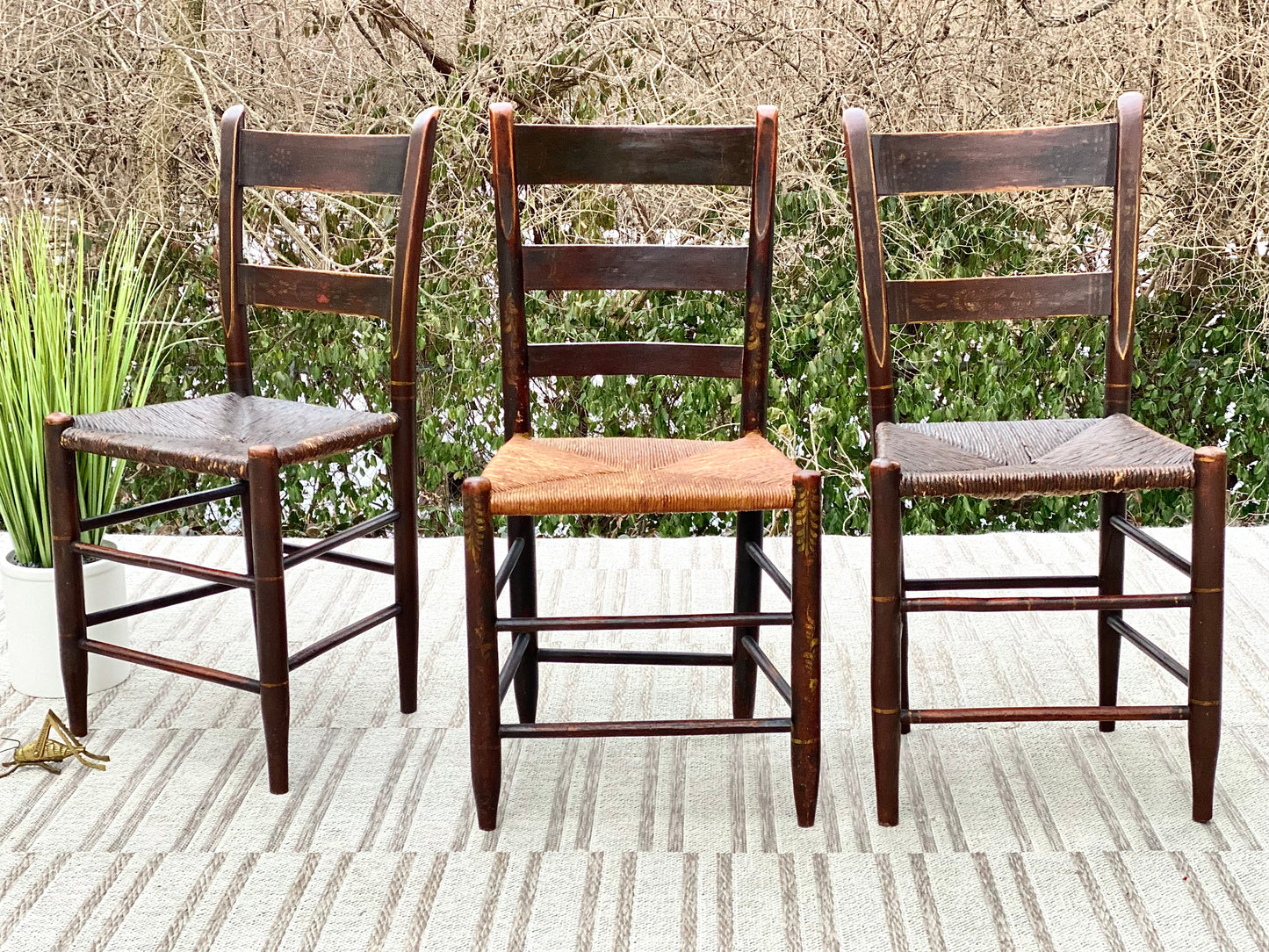 Vintage Set of 3 Stenciled Accent Chairs