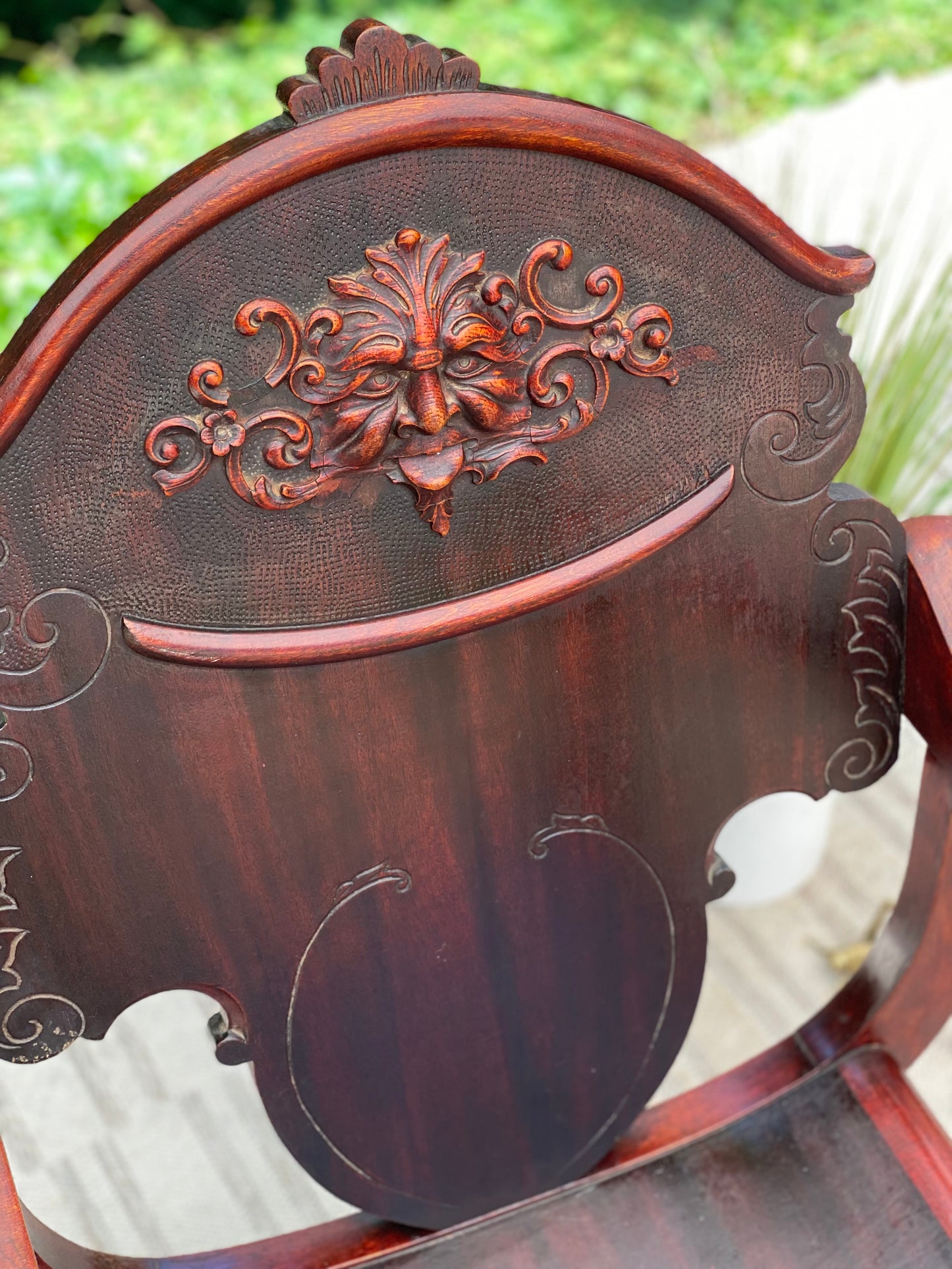 Vintage August Hausske North Wind Chicago Carved Bacchus Chair