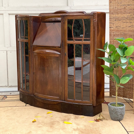 Antique TC Dunning Art Deco Secretary Display Bookcase