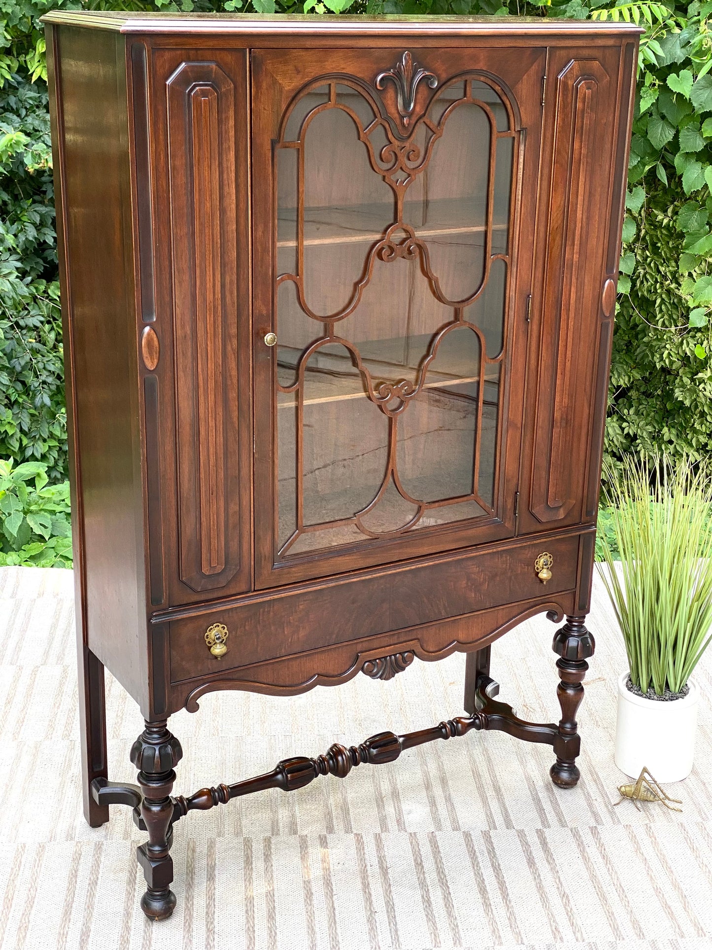 Vintage Tell City Mahogany Display Hutch