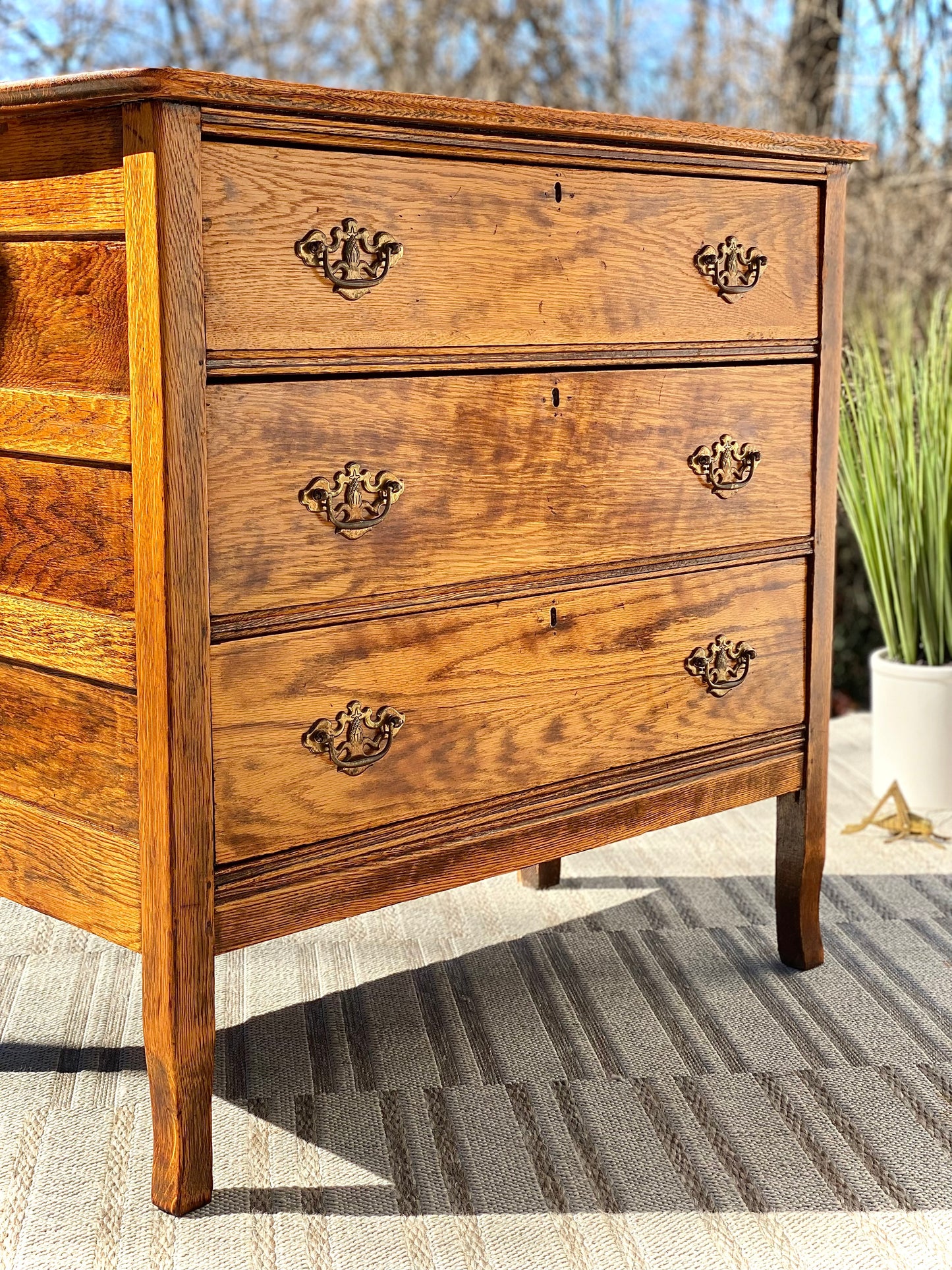 Vintage Oak 3 Drawer Accent Dresser
