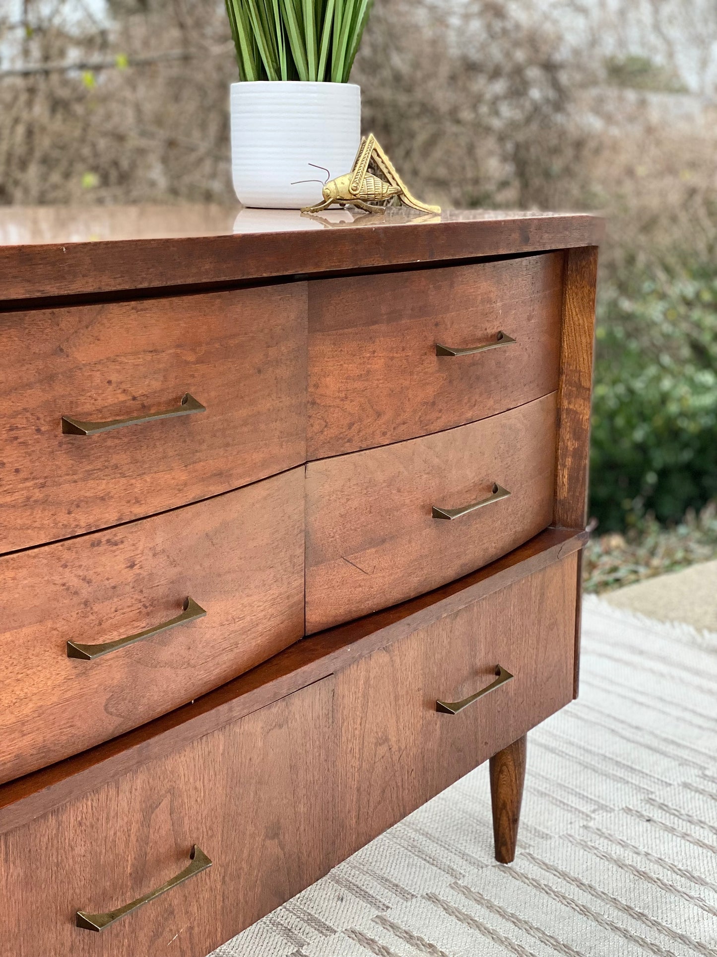 Vintage MCM Bassett 9 Drawer Lowboy Dresser