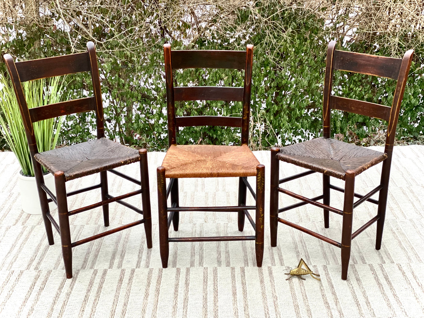 Vintage Set of 3 Stenciled Accent Chairs