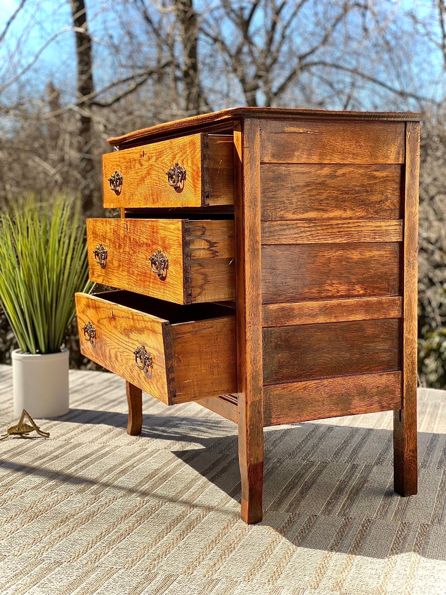 Vintage Oak 3 Drawer Accent Dresser