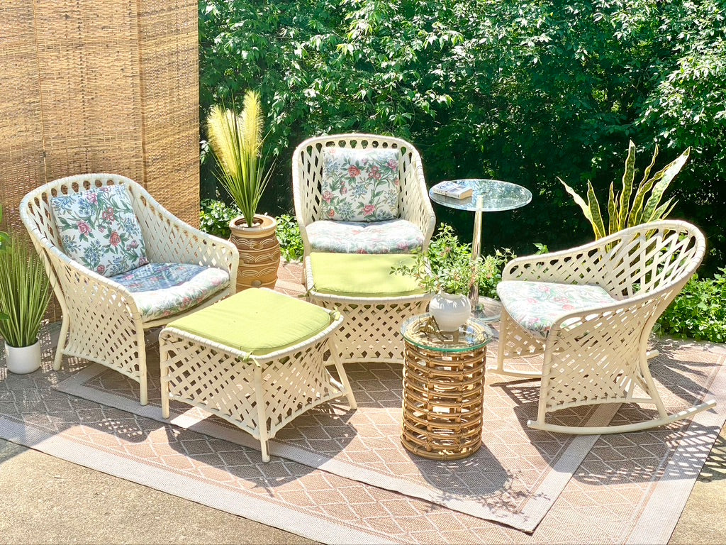 Vintage Brown Jordan White Patio Chair Set