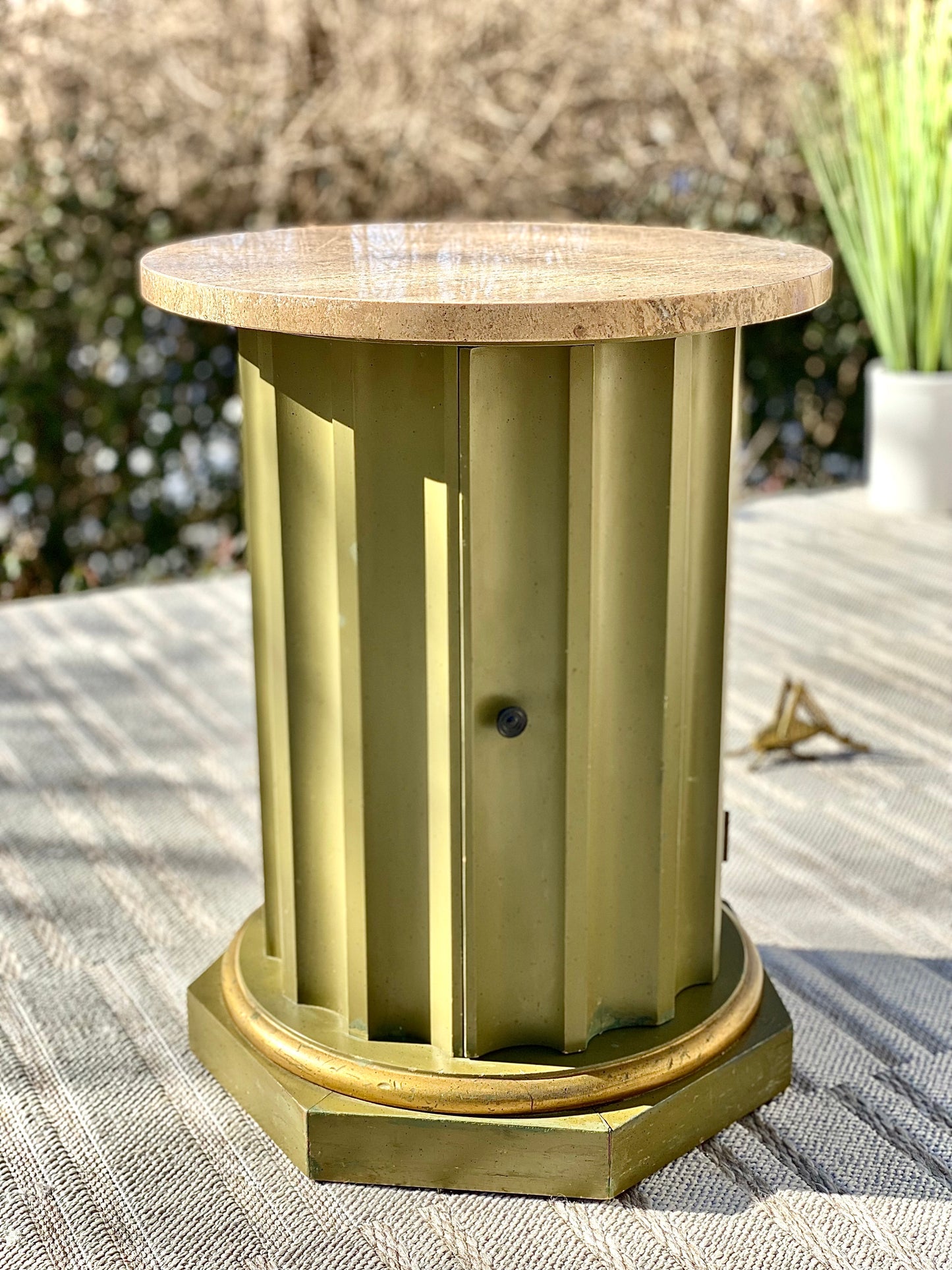 Vintage MCM Marble Top Round Side Table