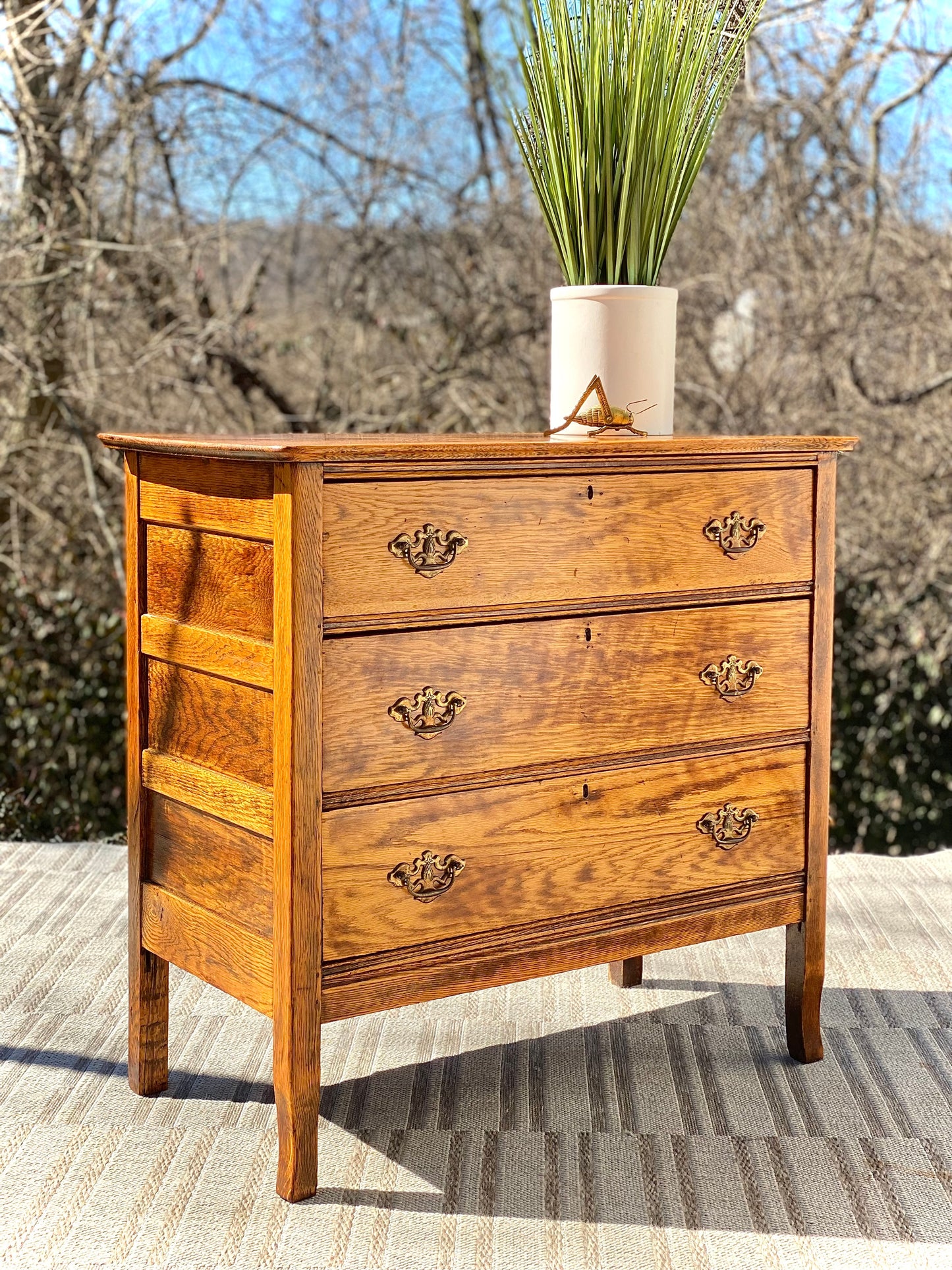 Vintage Oak 3 Drawer Accent Dresser