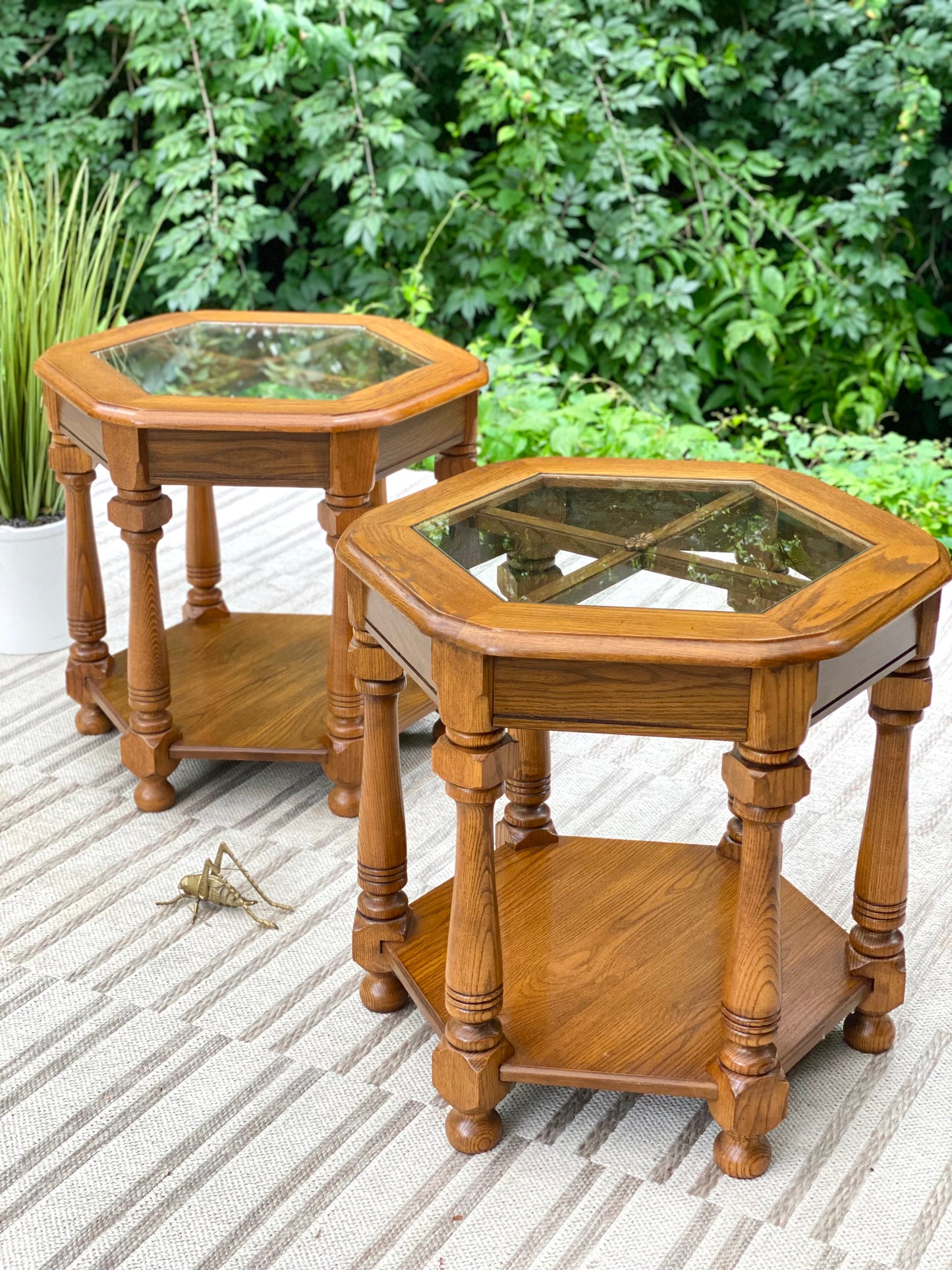 Vintage Pair of Wooden Side Tables