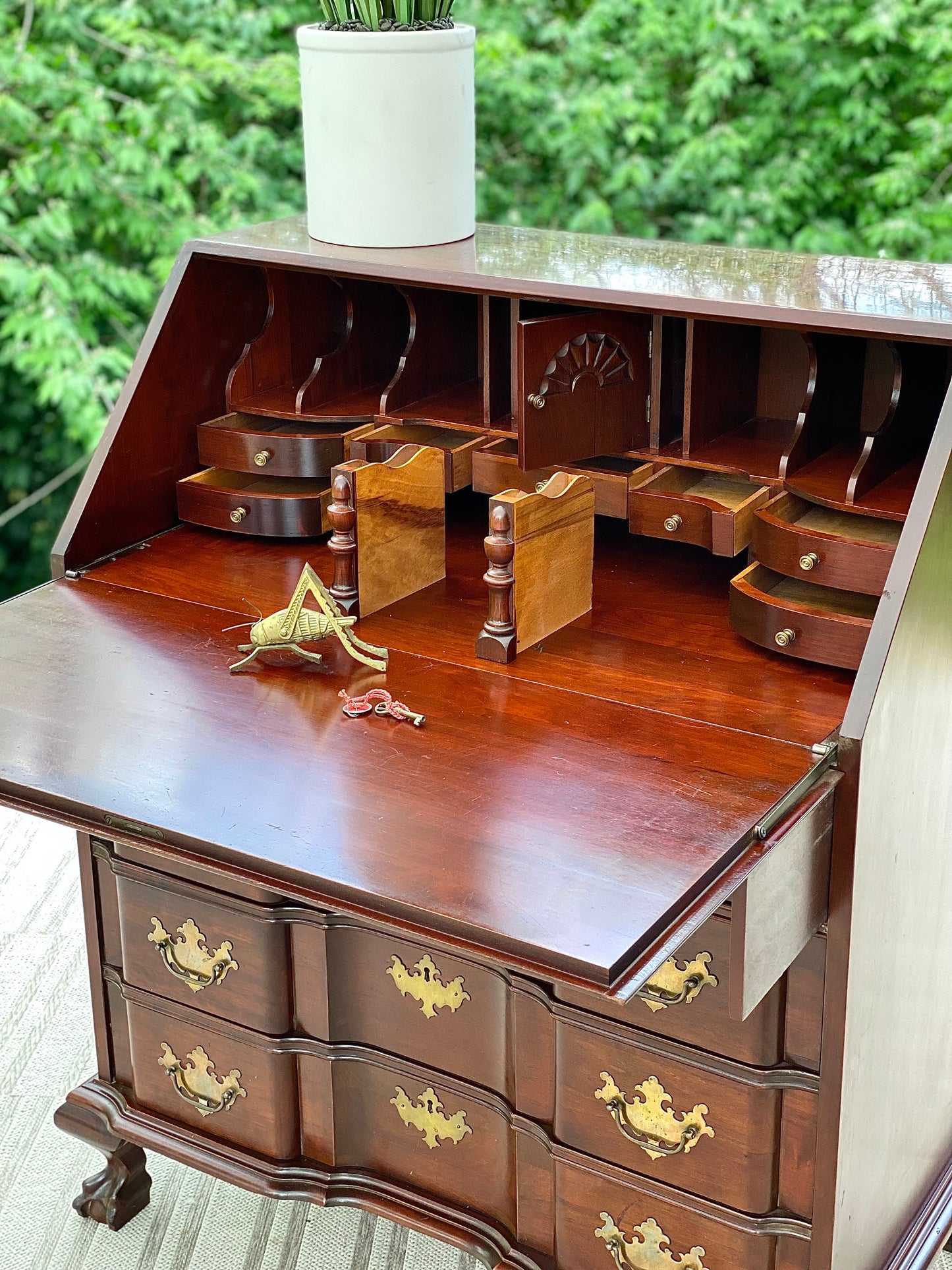 Vintage Solid Cherry Monitor Secretary