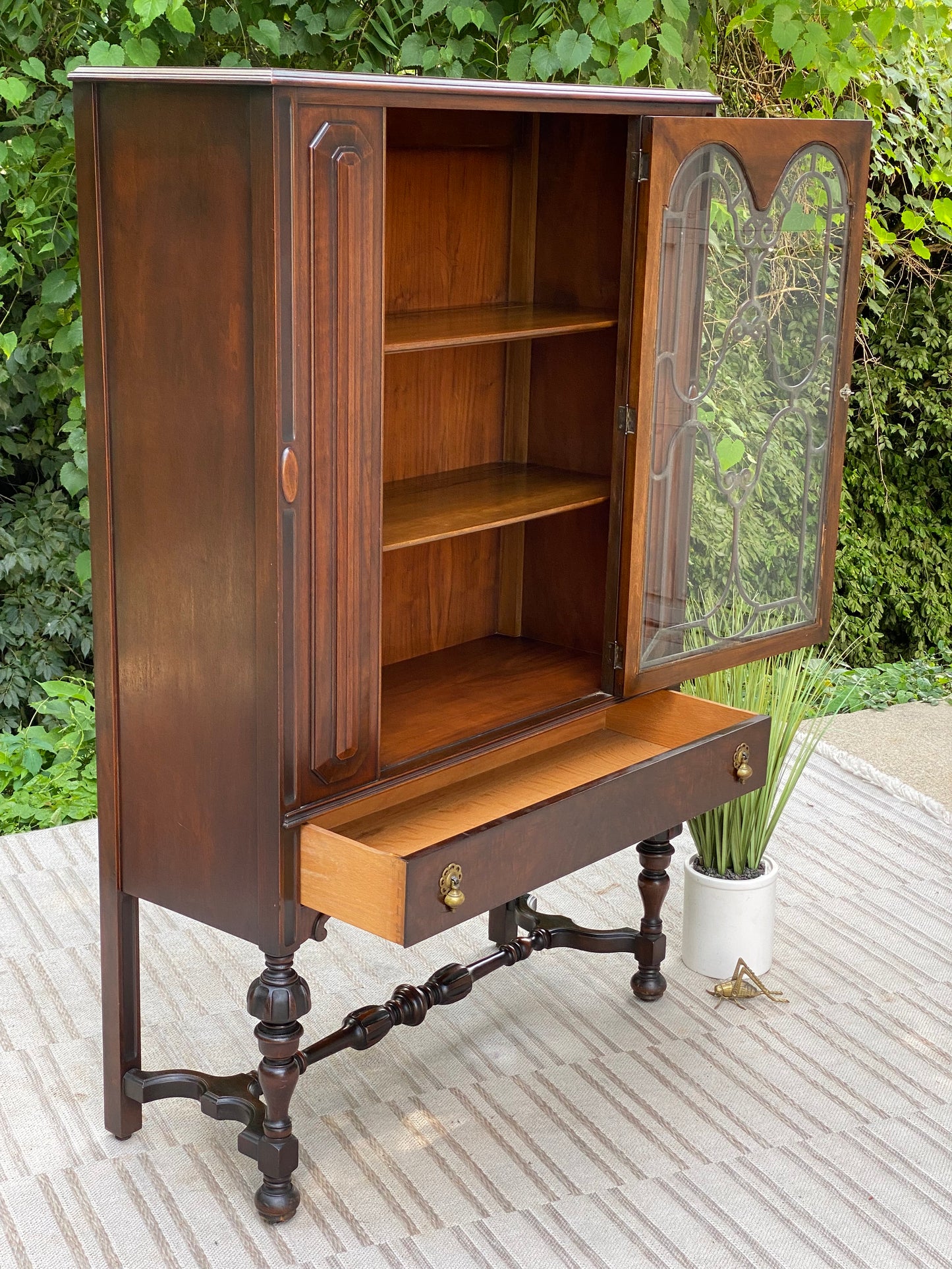Vintage Tell City Mahogany Display Hutch