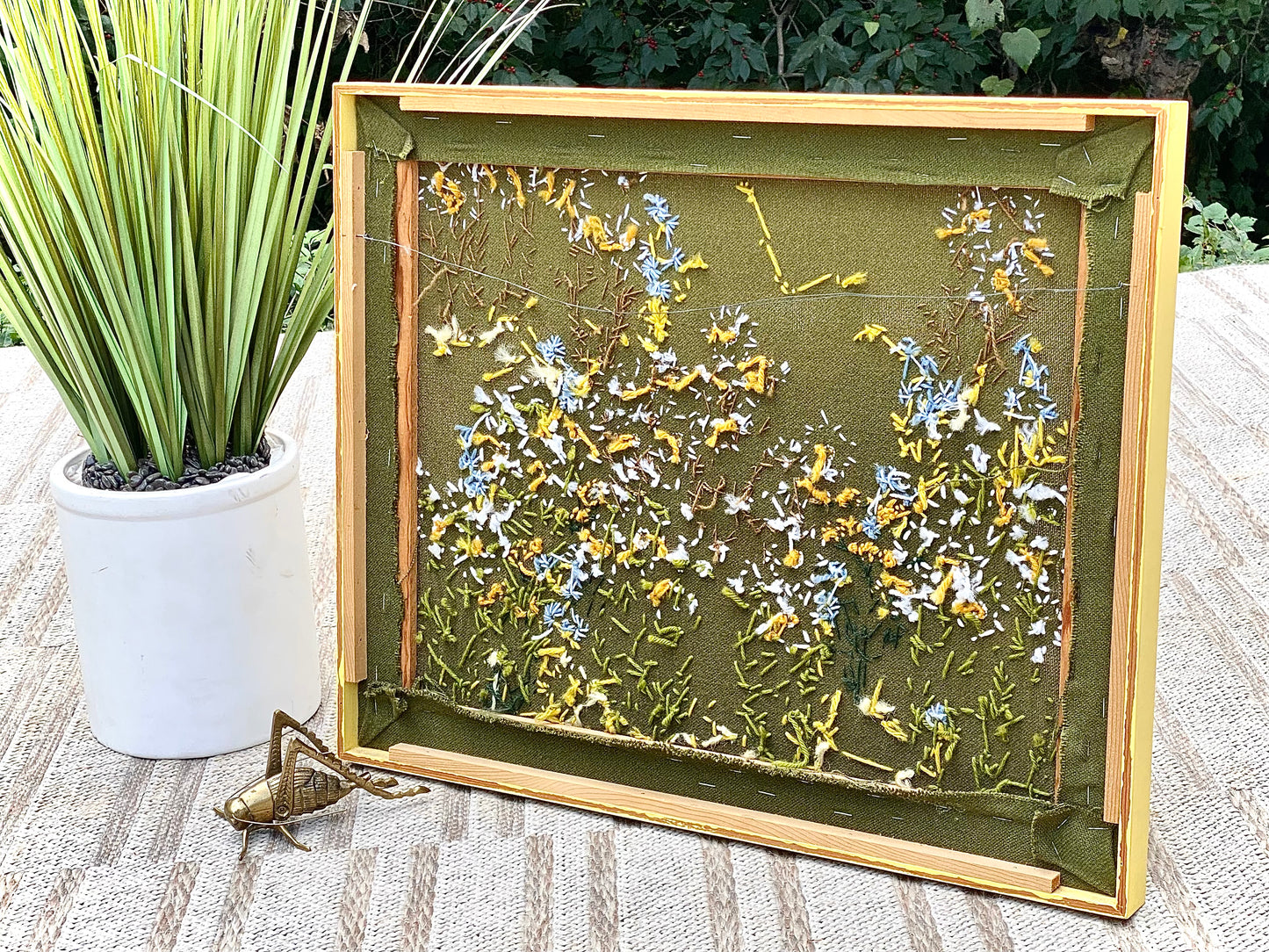 Vintage Mid Century Wood Framed Needle Point Art