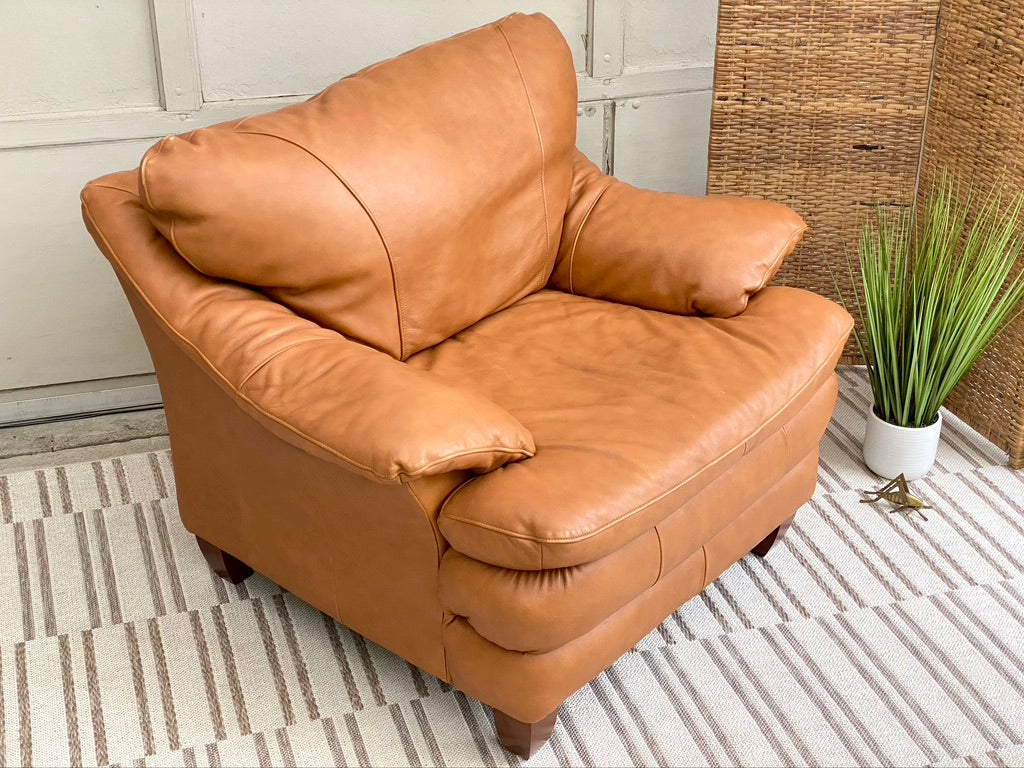 Plush Tan Leather Armchair
