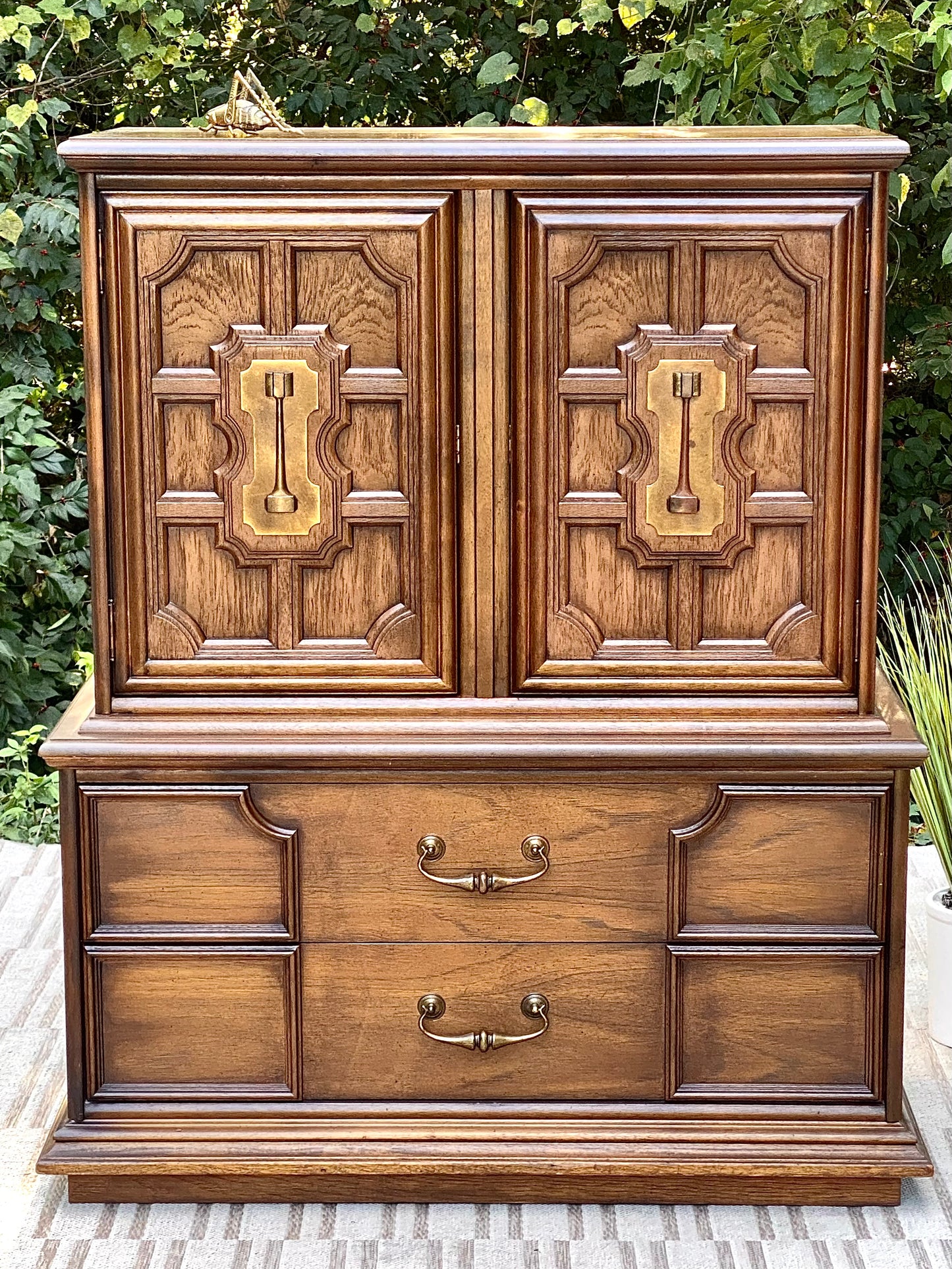 Vintage Stanley Wooden Highboy Dresser