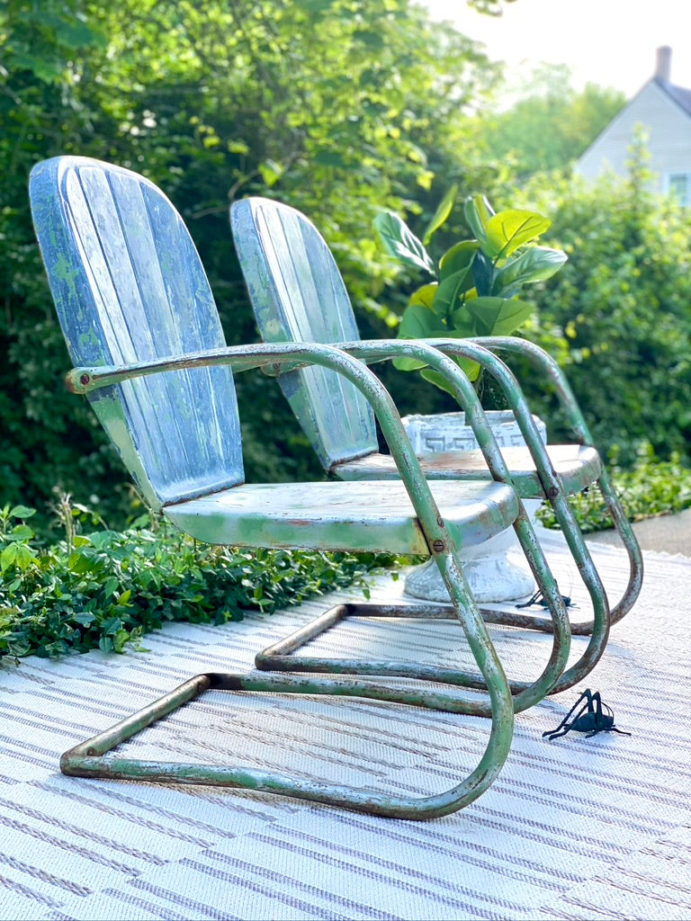 Vintage Metal Clamback Outdoor Chairs