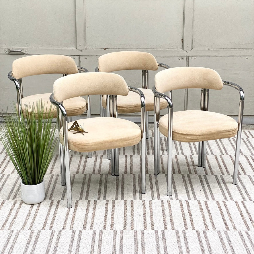 Retro Chrome Tubular Set of 4 Chairs
