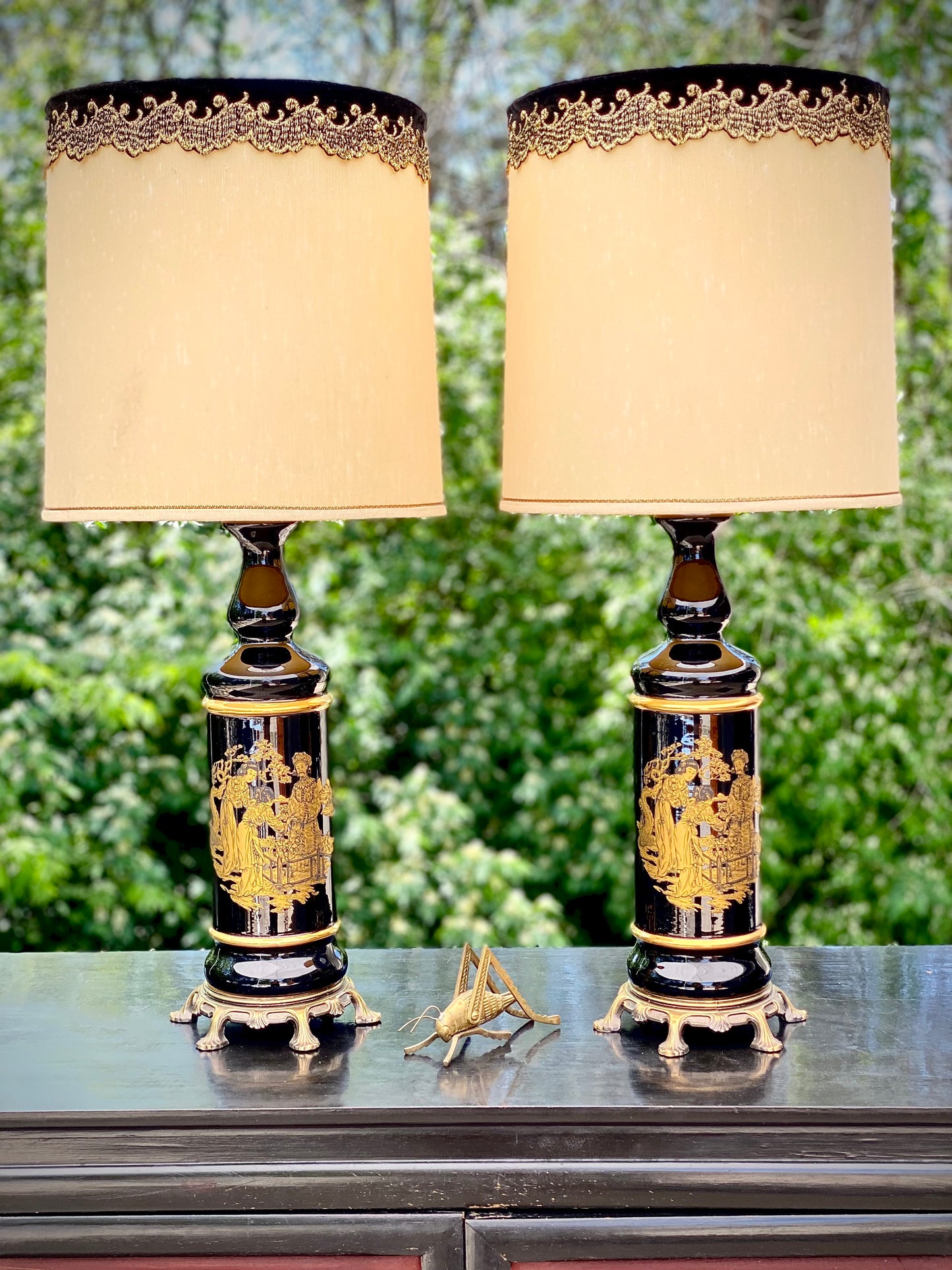 Pair of Mid Century Asian Lamps