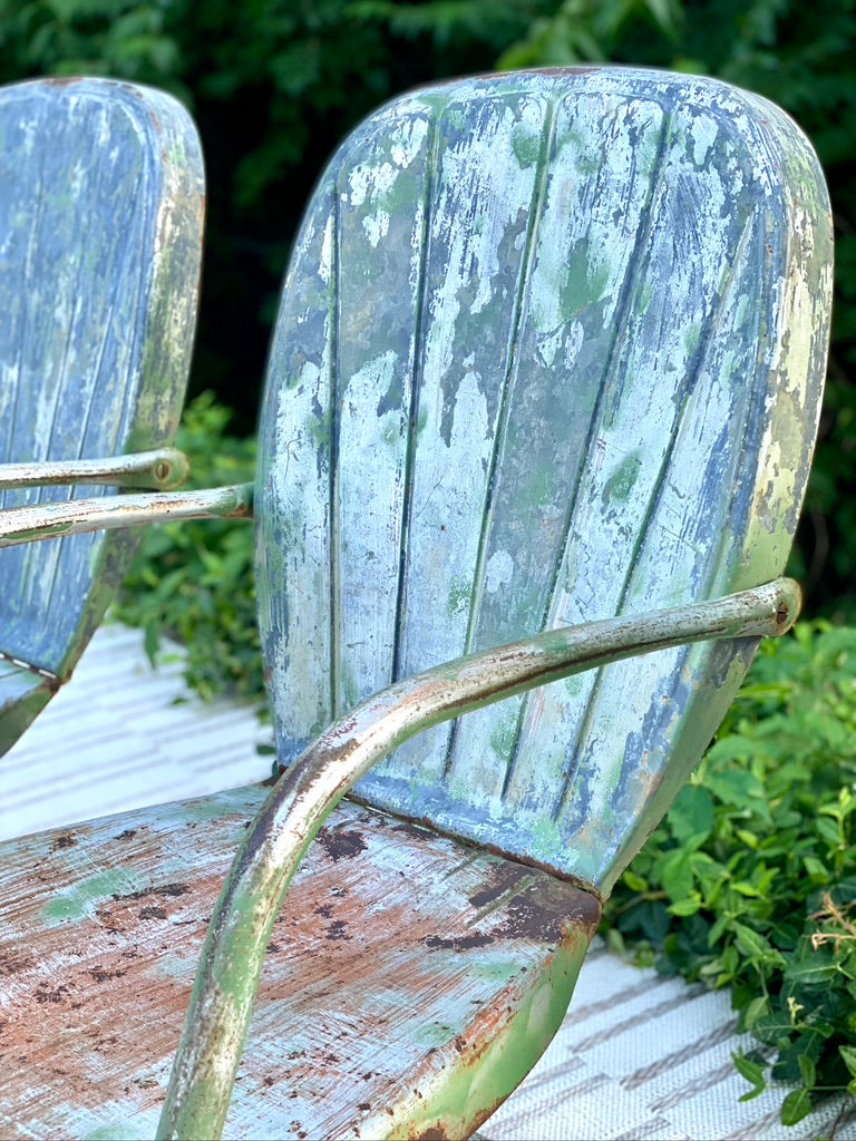 Vintage Metal Clamback Outdoor Chairs