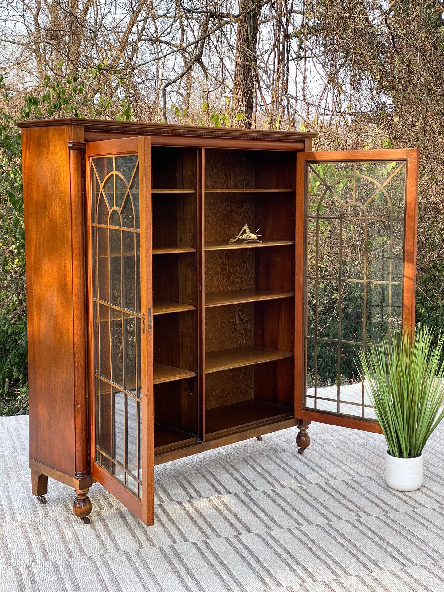 Vintage Wooden Display Glass Bookcase