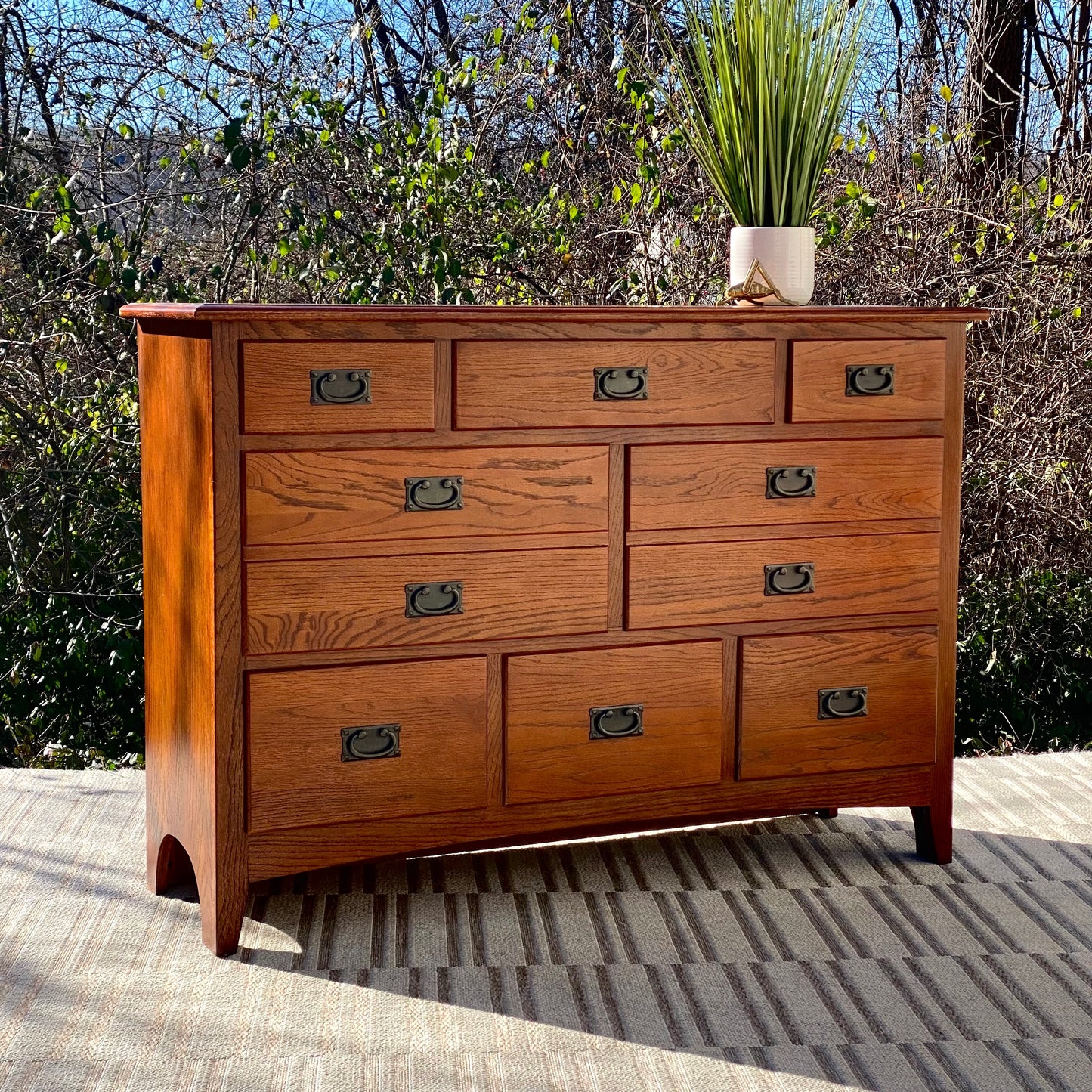 Modern Arts & Crafts Mission Style 8 Drawer Dresser