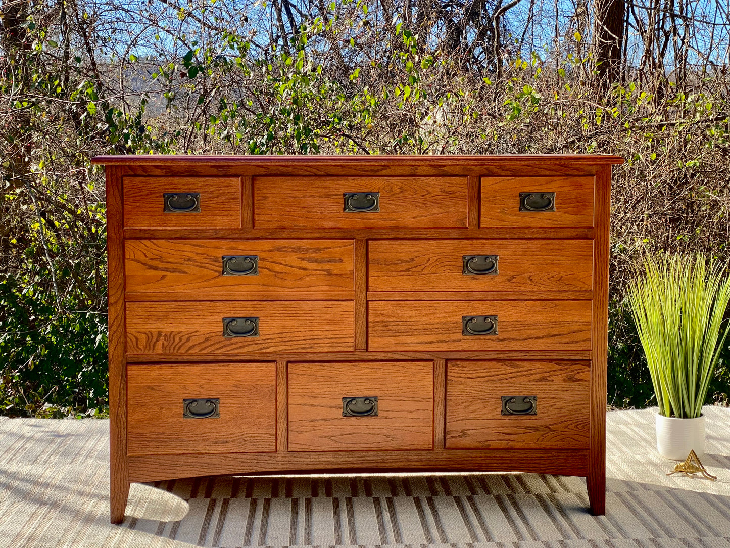 Modern Arts & Crafts Mission Style 8 Drawer Dresser