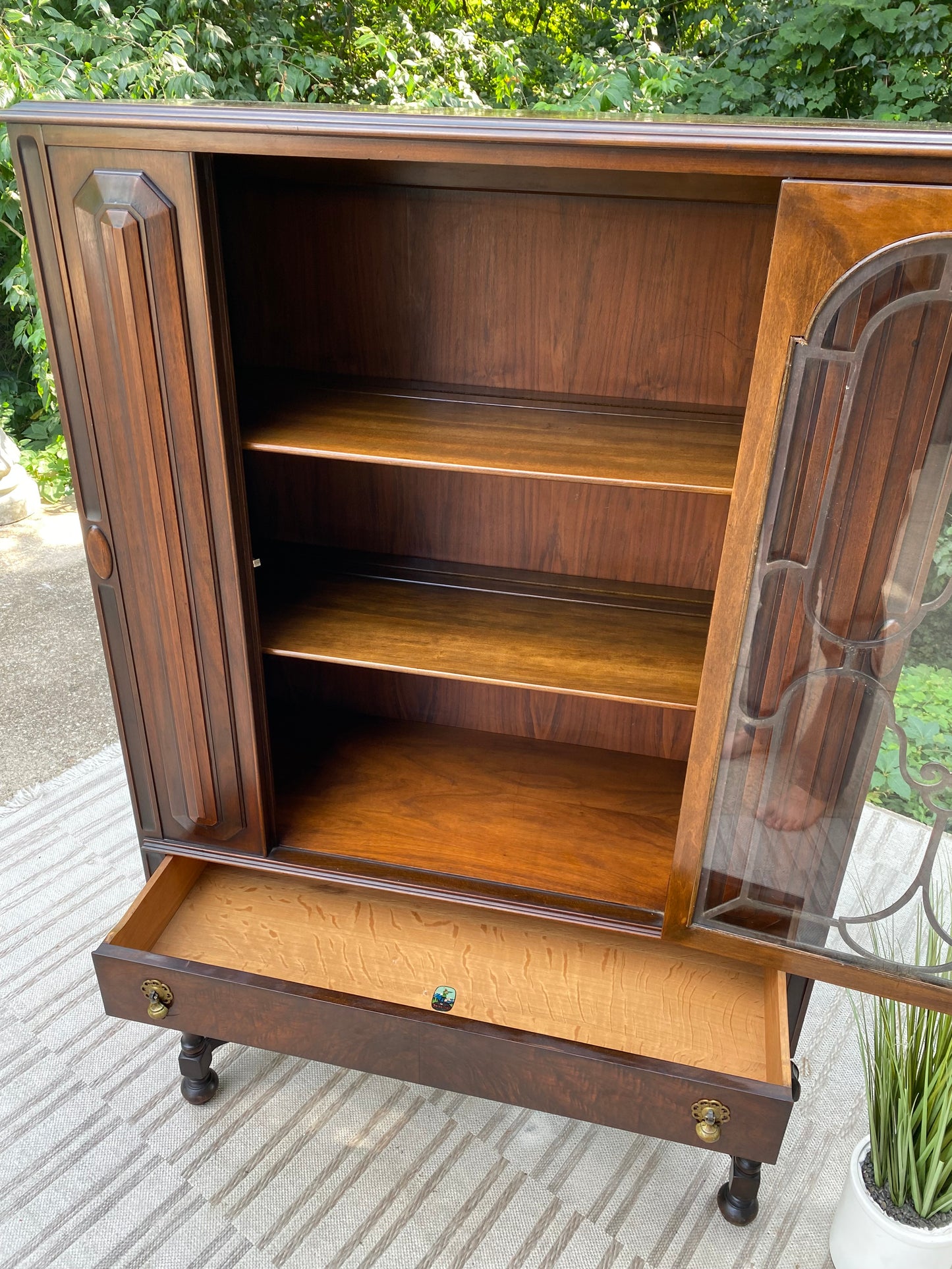 Vintage Tell City Mahogany Display Hutch