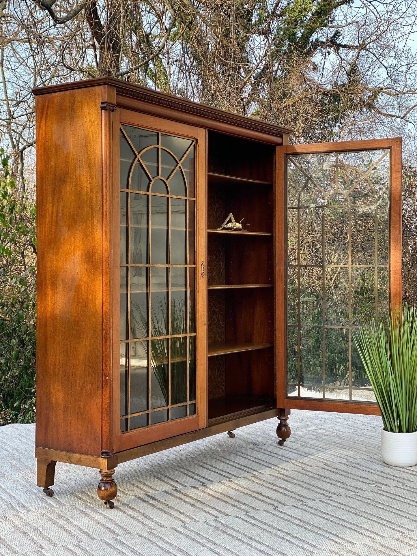 Vintage Wooden Display Glass Bookcase