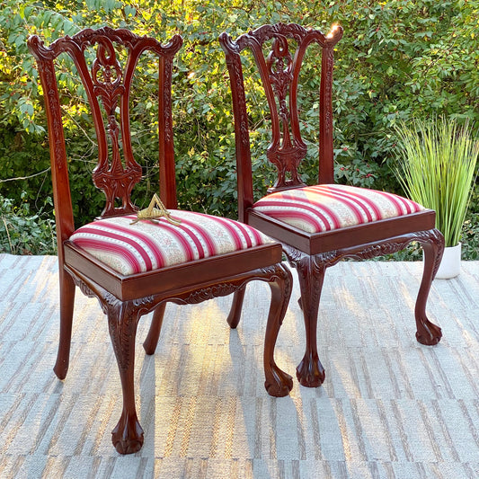 Pair of Mahogany Upholstered Accent Chairs