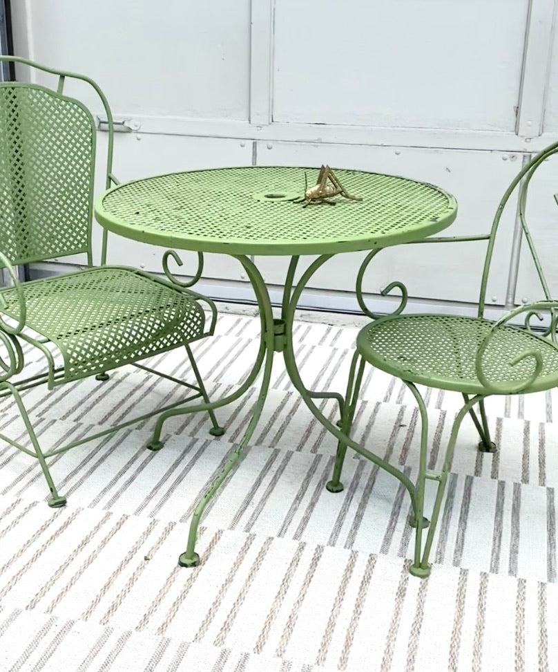 Vintage 3 Piece Green Metal Patio Set