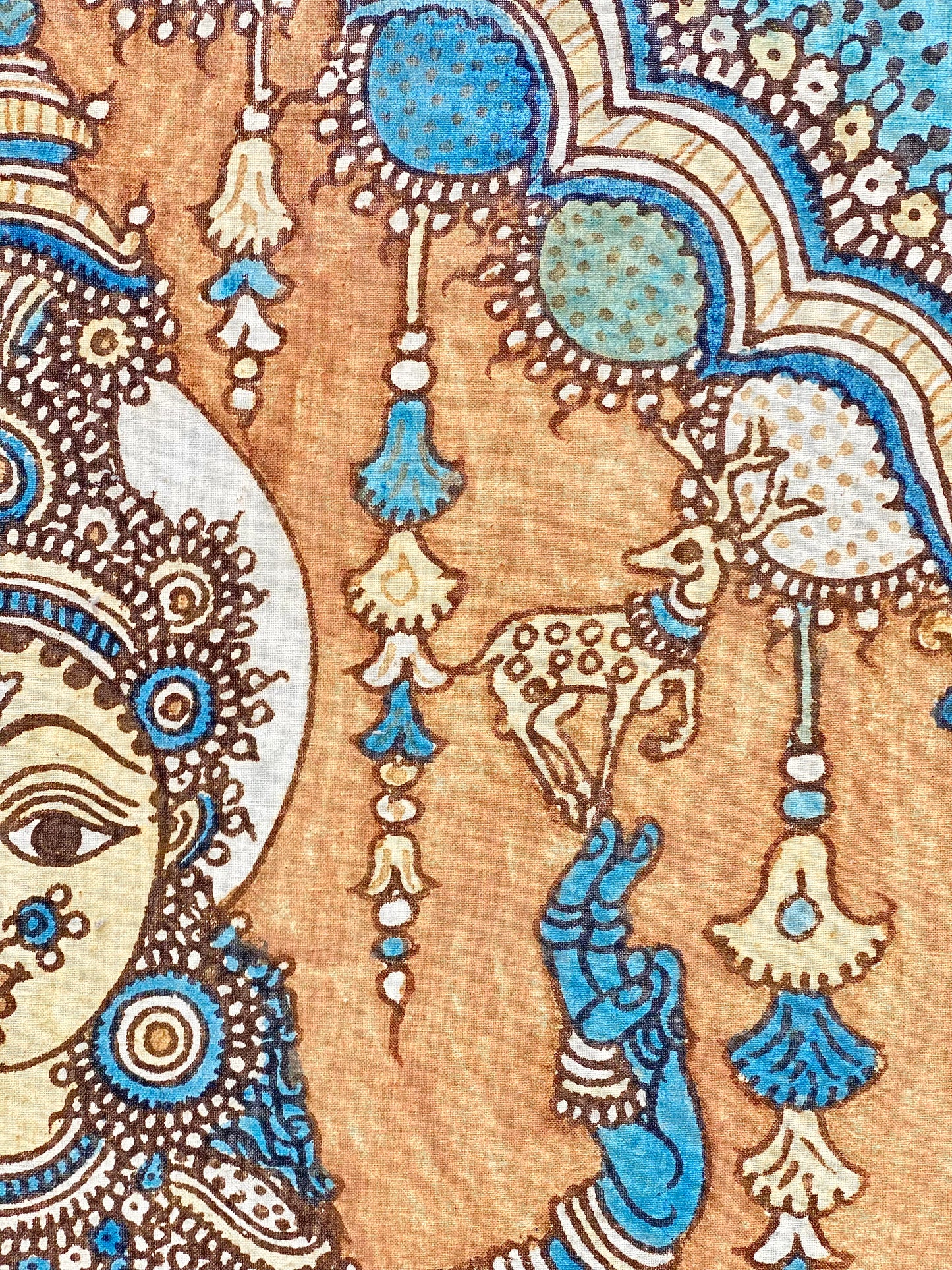 Folk Art Indian Shiva & Parvati Wall Fabric Artwork