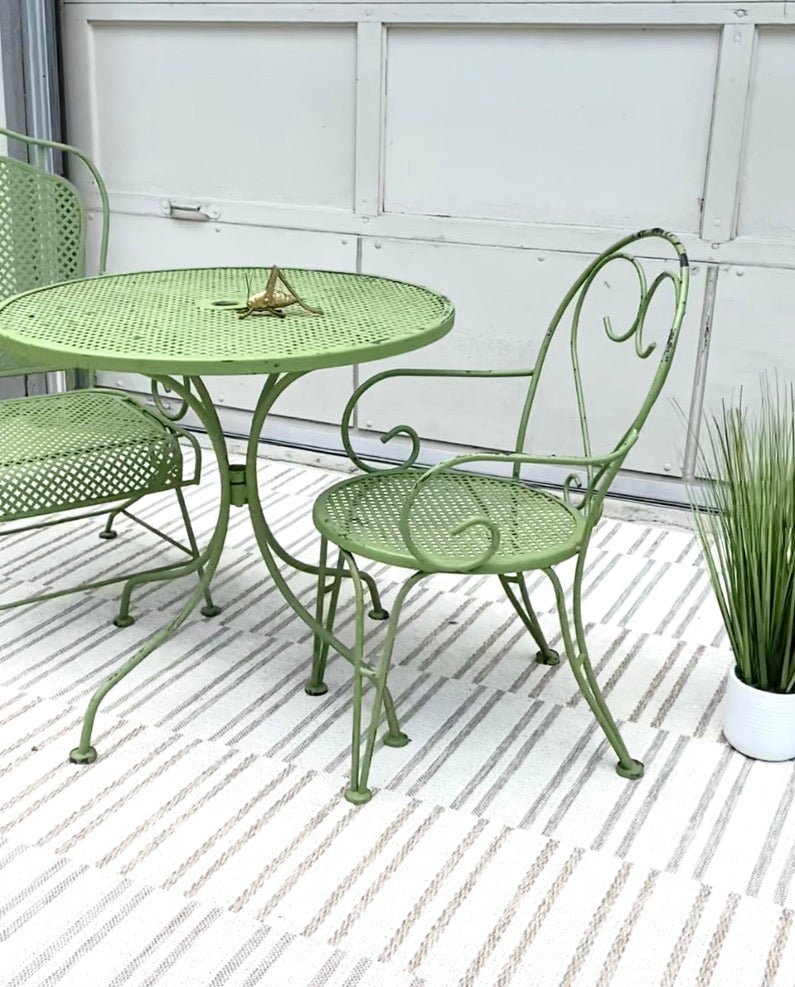 Vintage 3 Piece Green Metal Patio Set